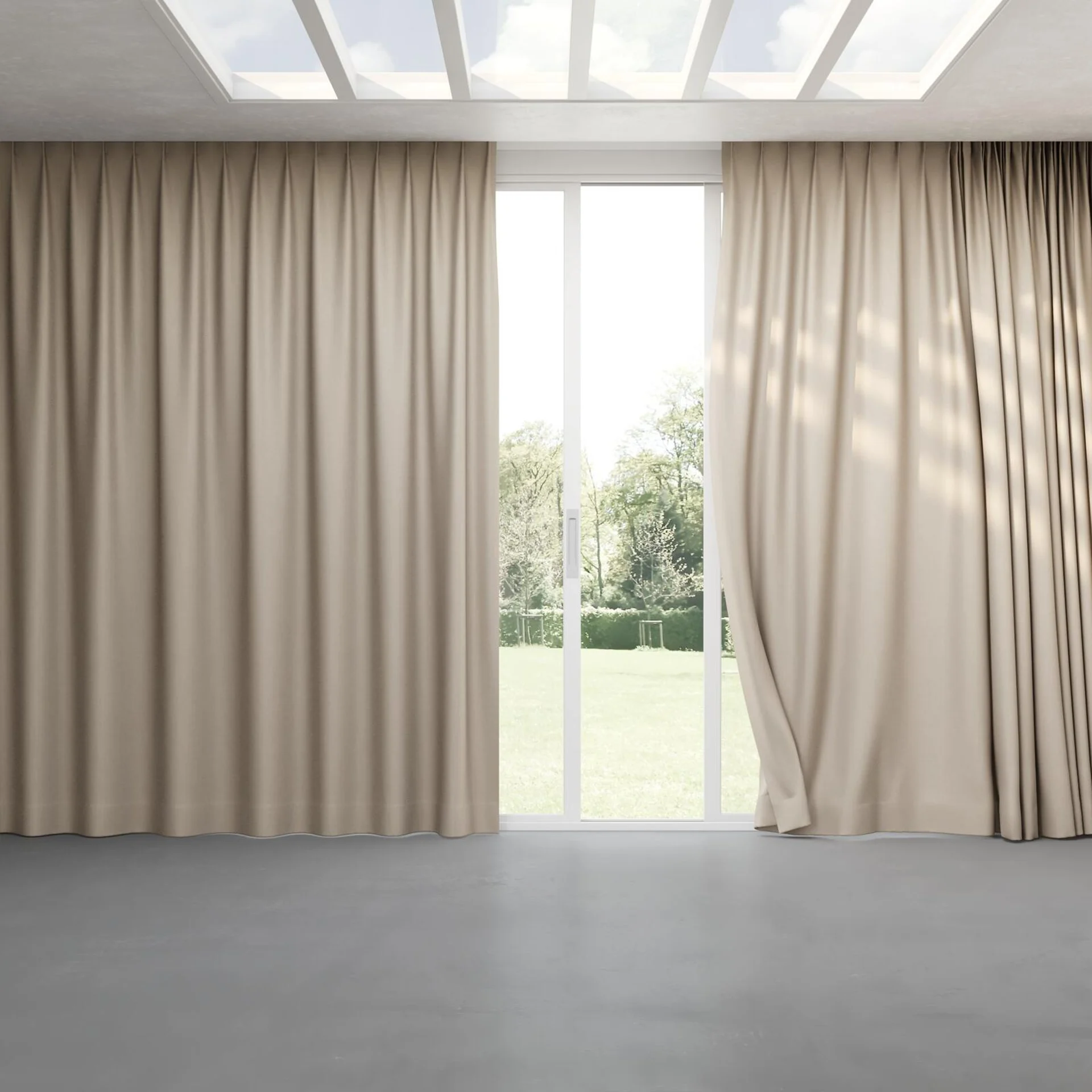 Full view of Bavaria Dune, pinch pleat