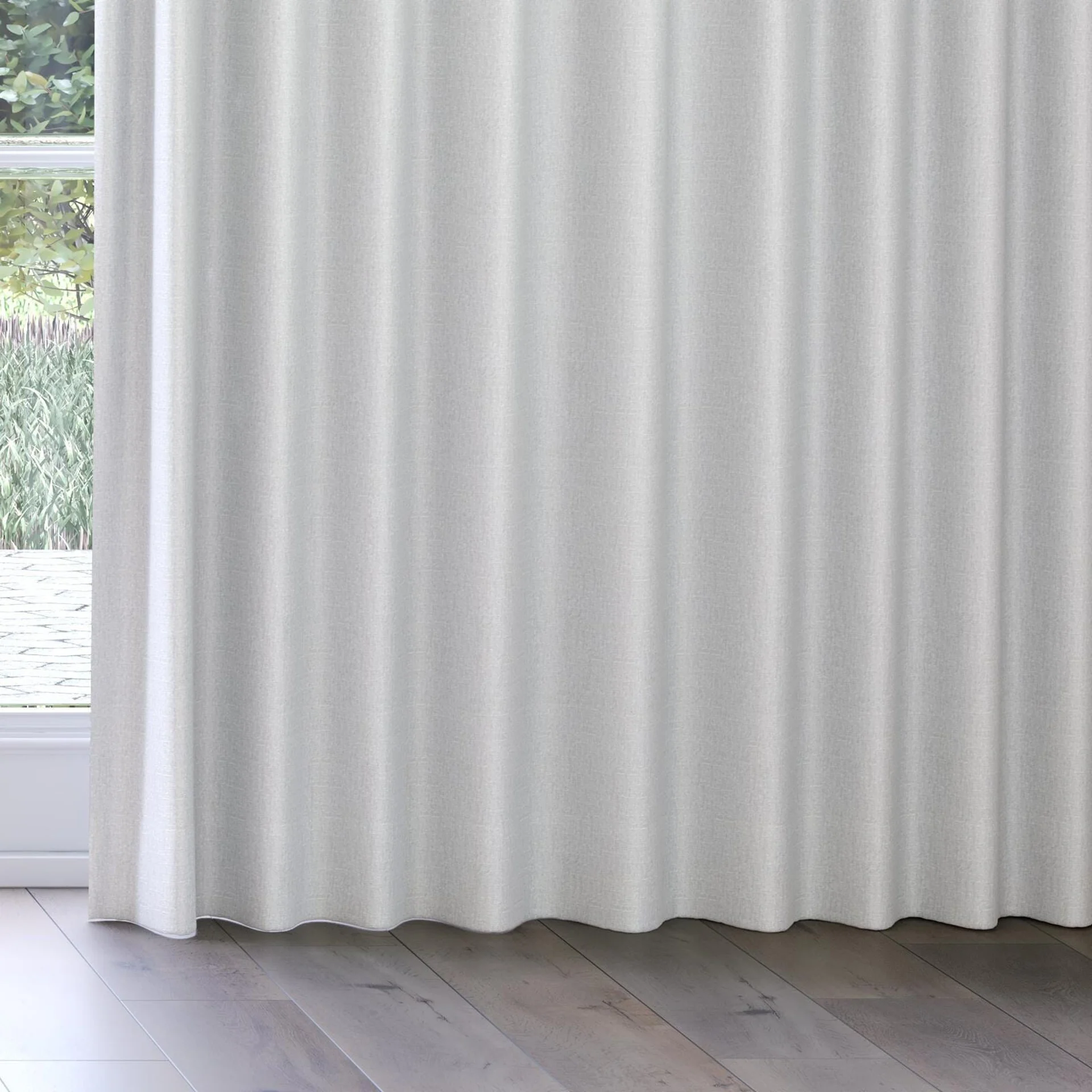Bottom view of Retreat Blackout Cloud, on curtain rail