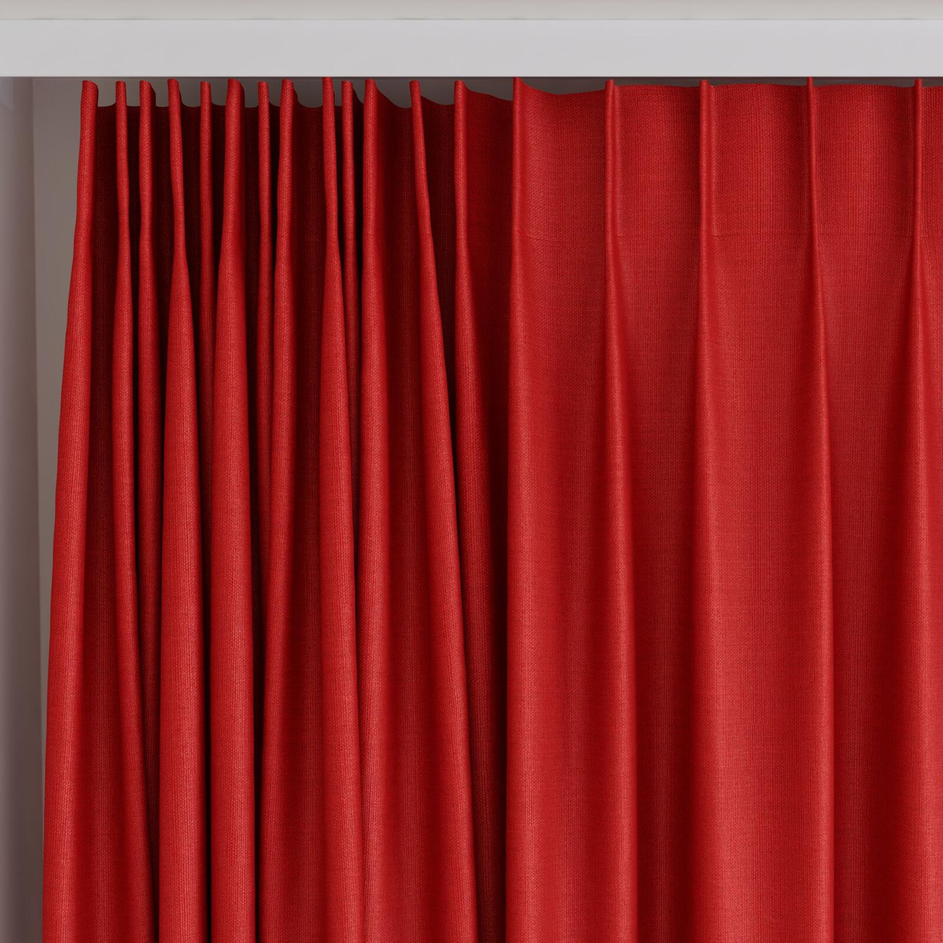 Top view of Linex Cerise, on curtain rail