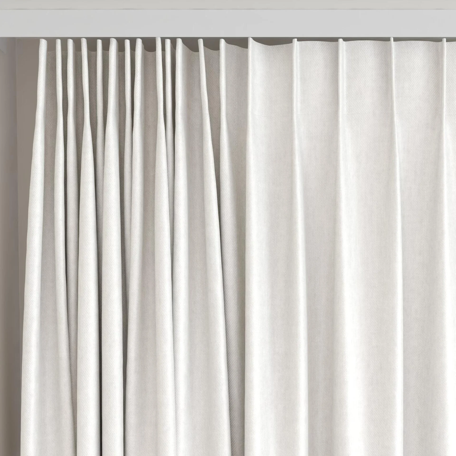 Top view of Fiji Swan, on curtain rail
