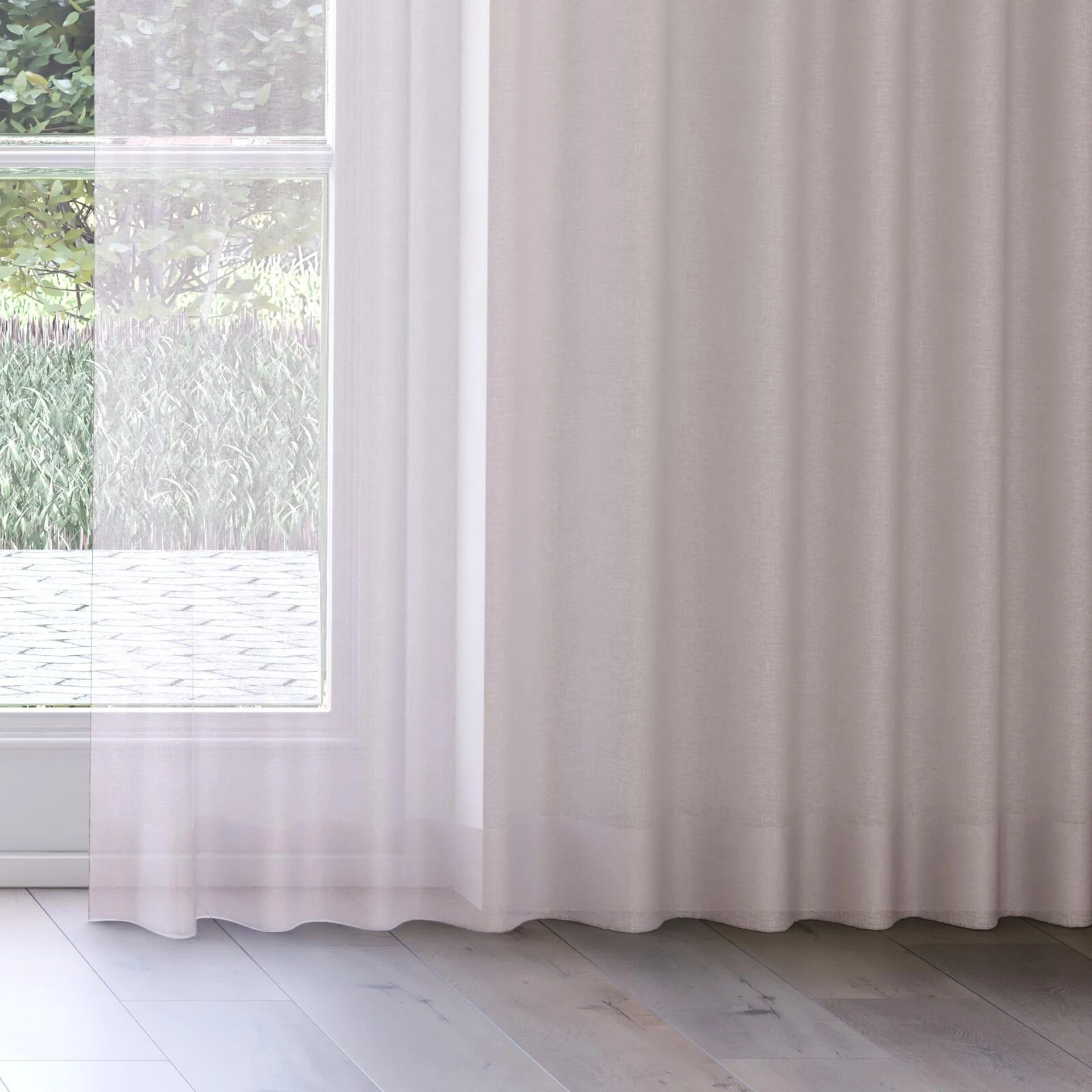Bottom view of Graceful Boudoir, on curtain rail