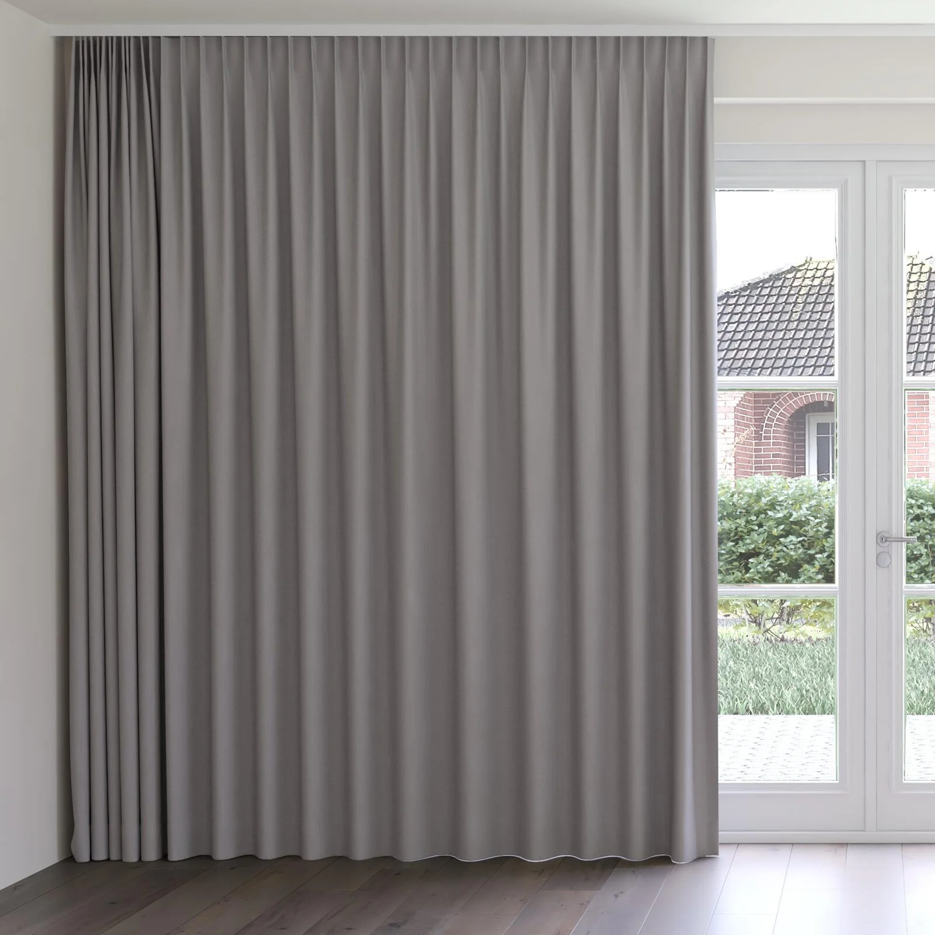 Front view of Darkness Rabbit, on curtain rail