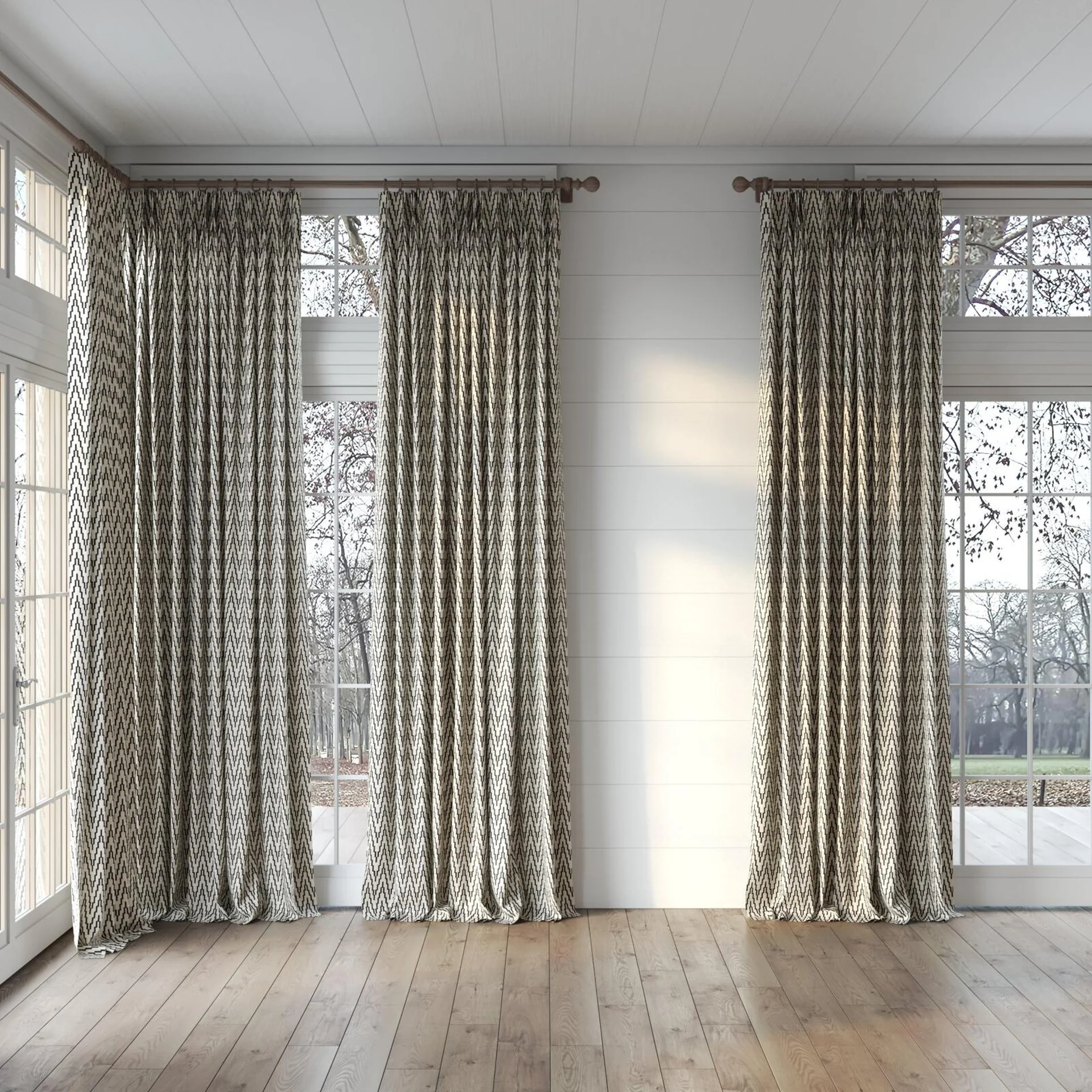 Full view of Running Mushroom, puddled, on curtain rod
