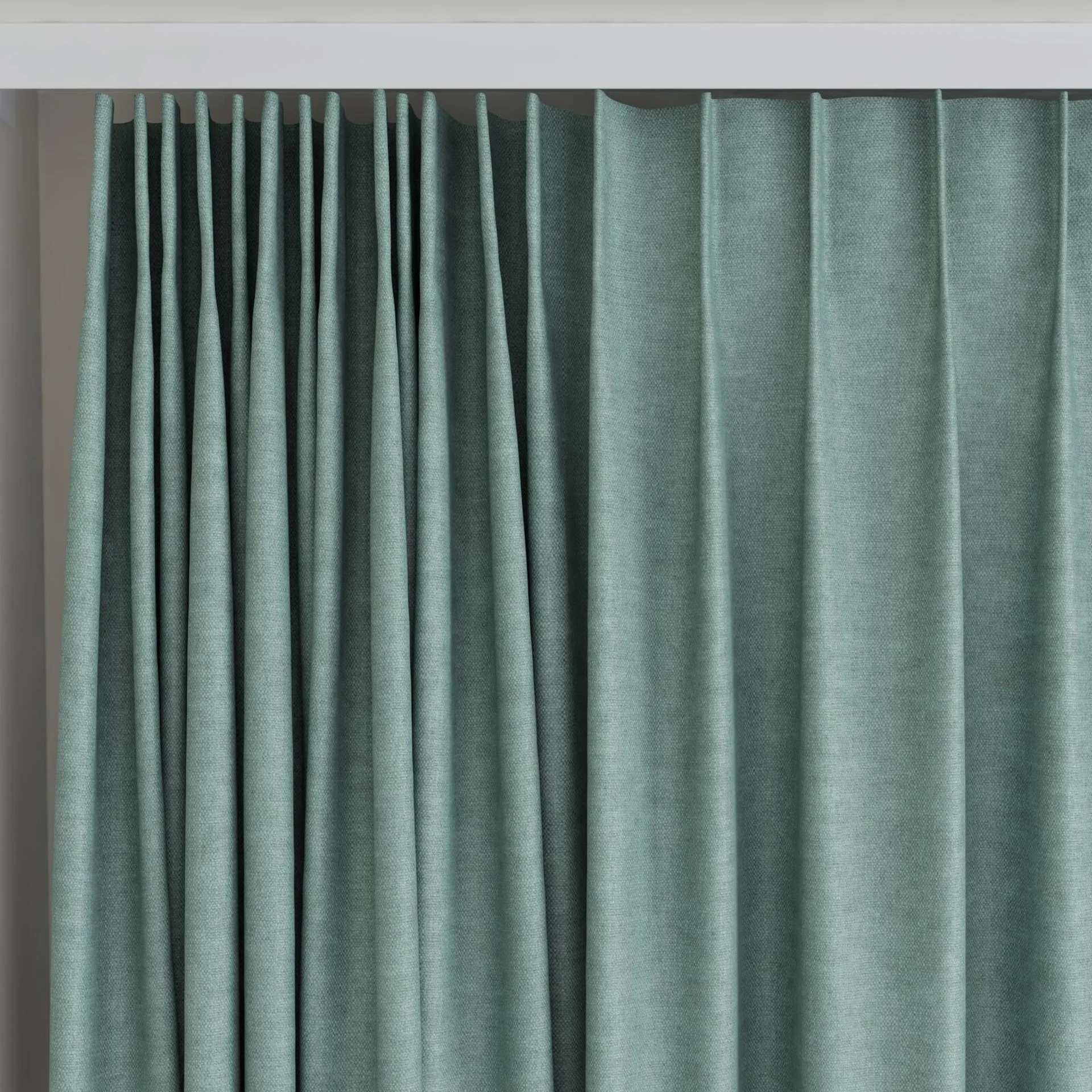 Top view of Colourwash Scuba, on curtain rail