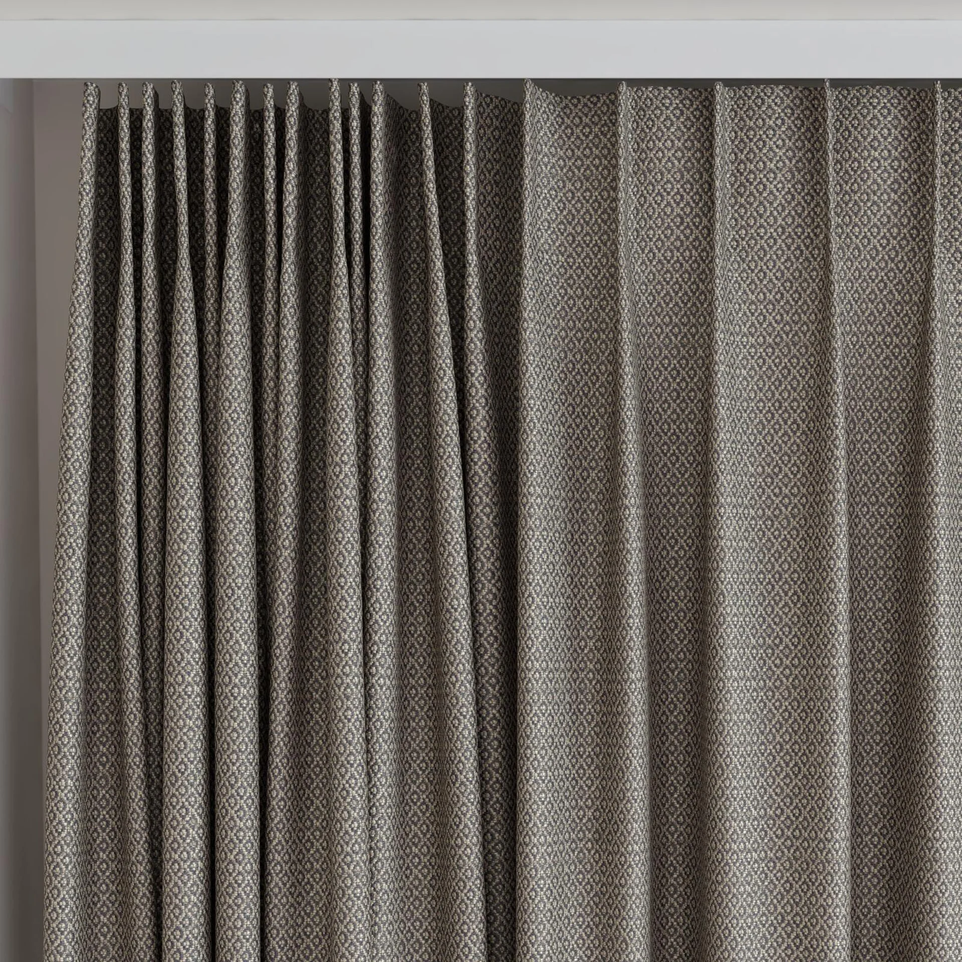 Top view of Emoticon Liquorice, on curtain rail
