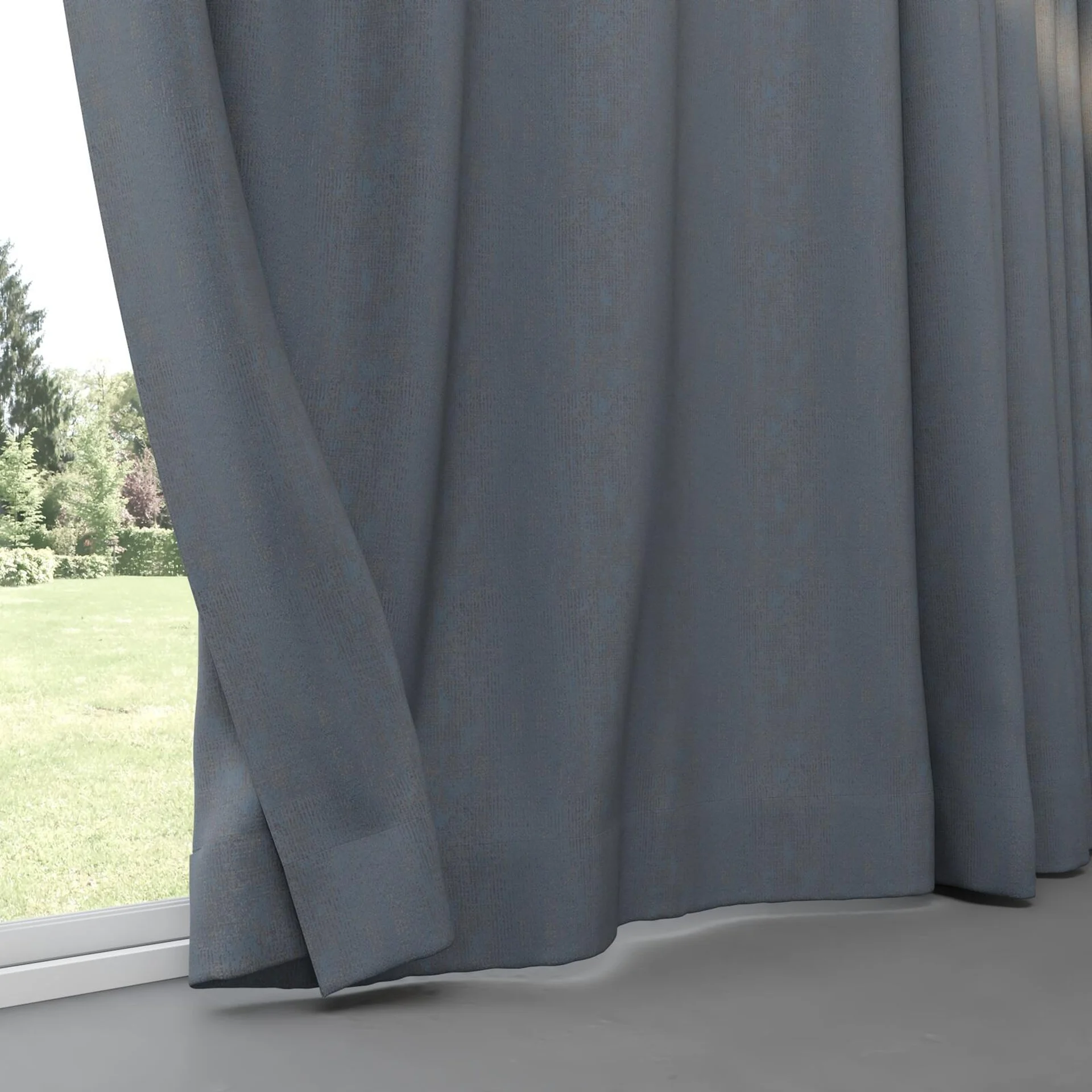 Bottom view of Aria Indigo, pinch pleat