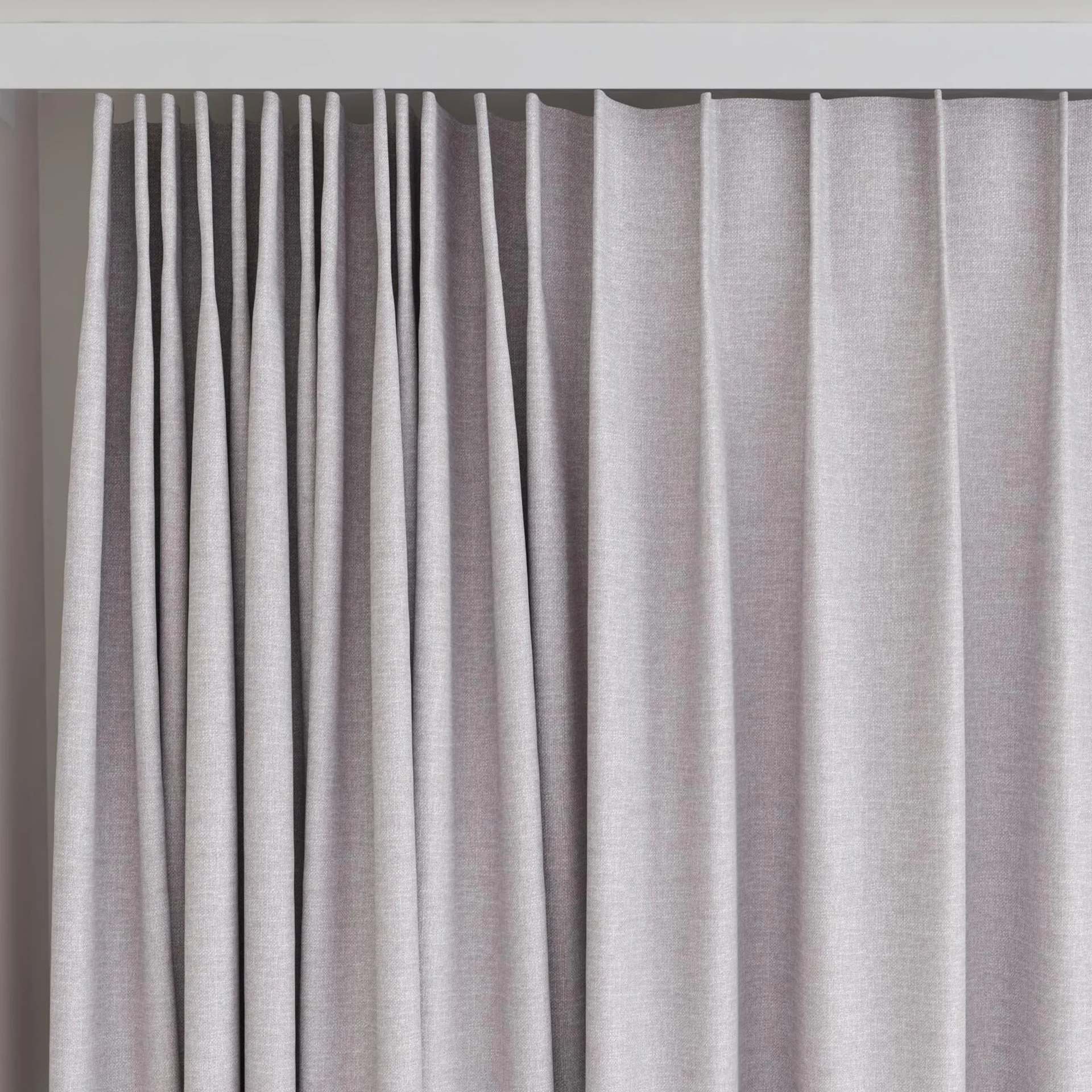 Top view of Casual Sterling, on curtain rail
