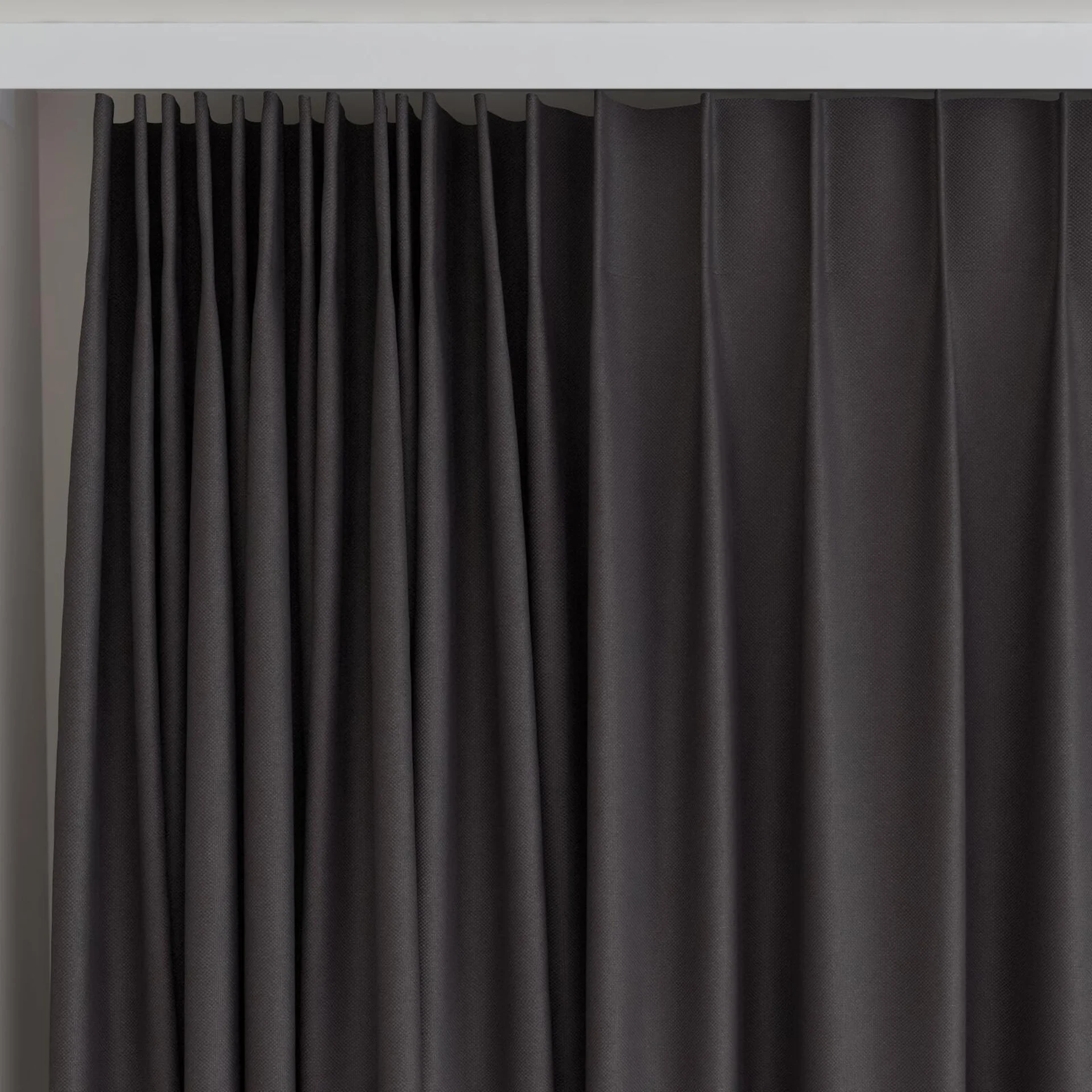 Top view of Duede Onyx, on curtain rail