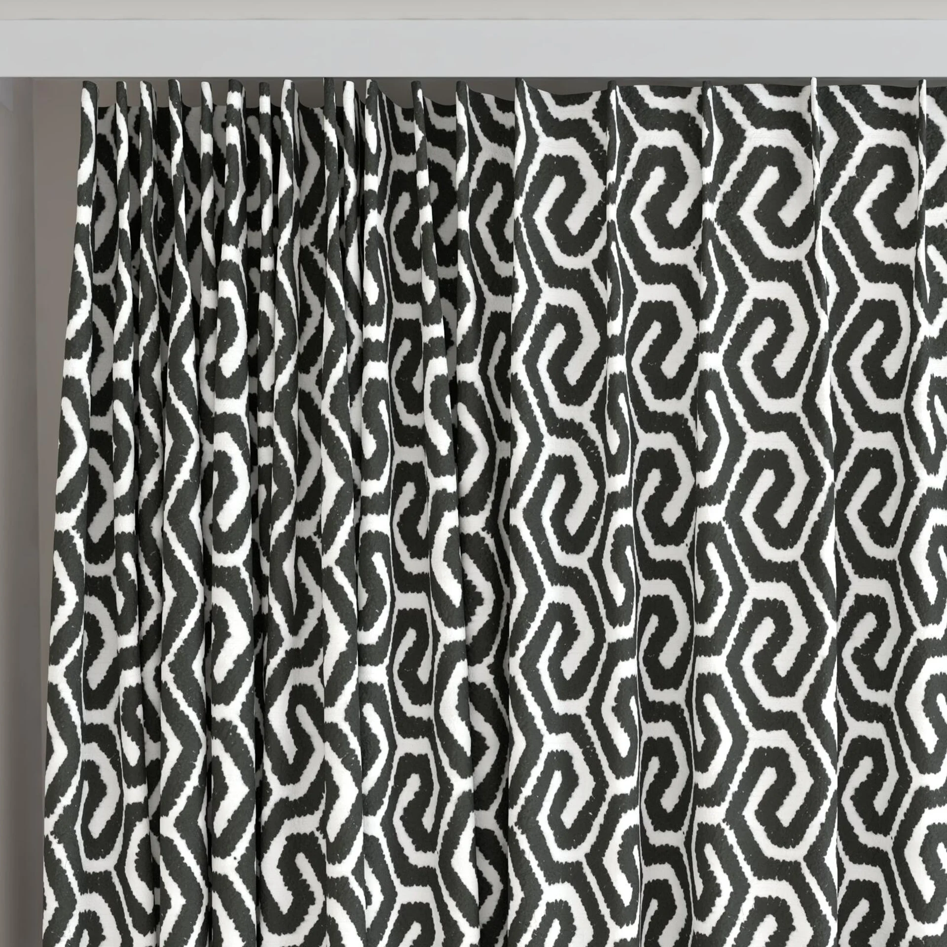 Top view of Comdeca Liquorice, on curtain rail