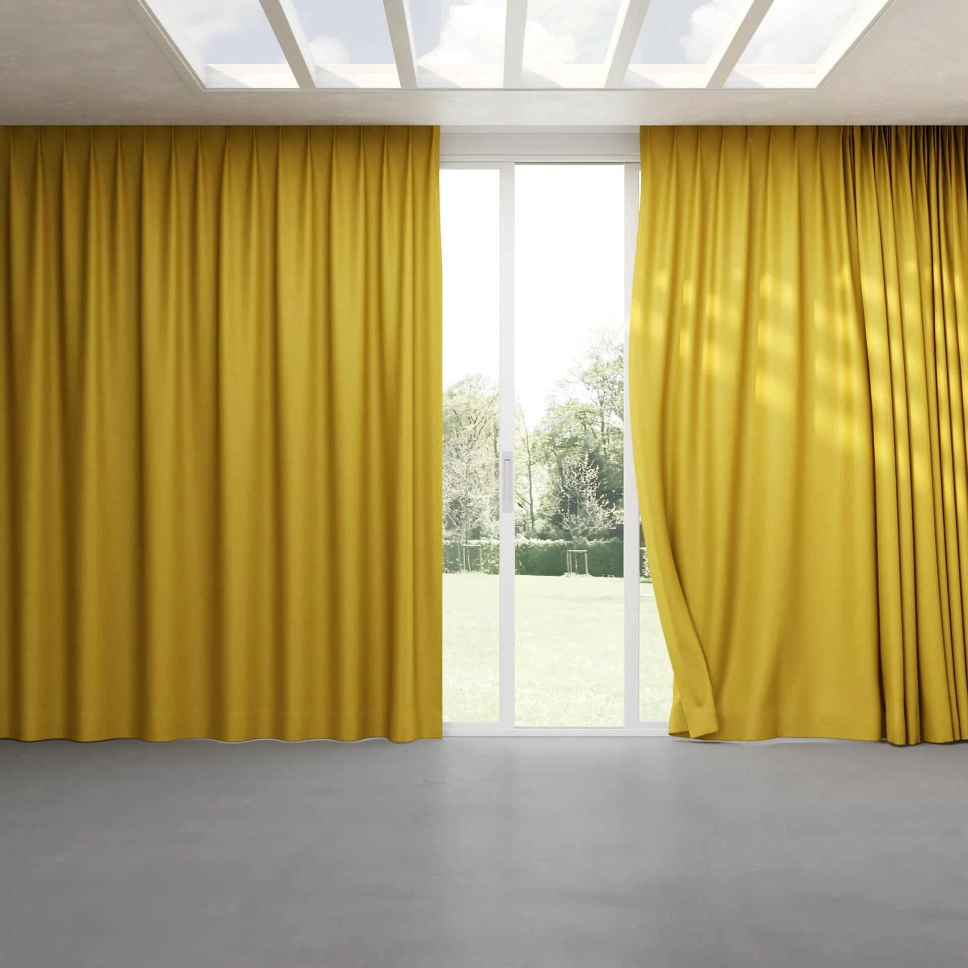 Full view of Kidglove Gold, pinch pleat