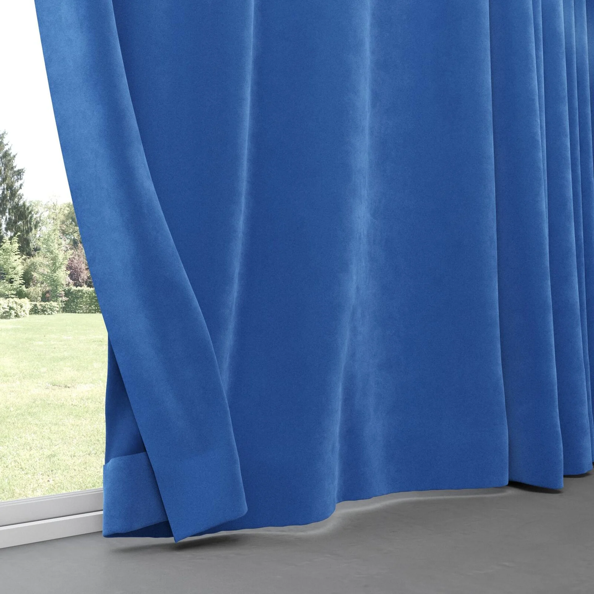 Bottom view of Lux Velvet Blue 8807, pinch pleat