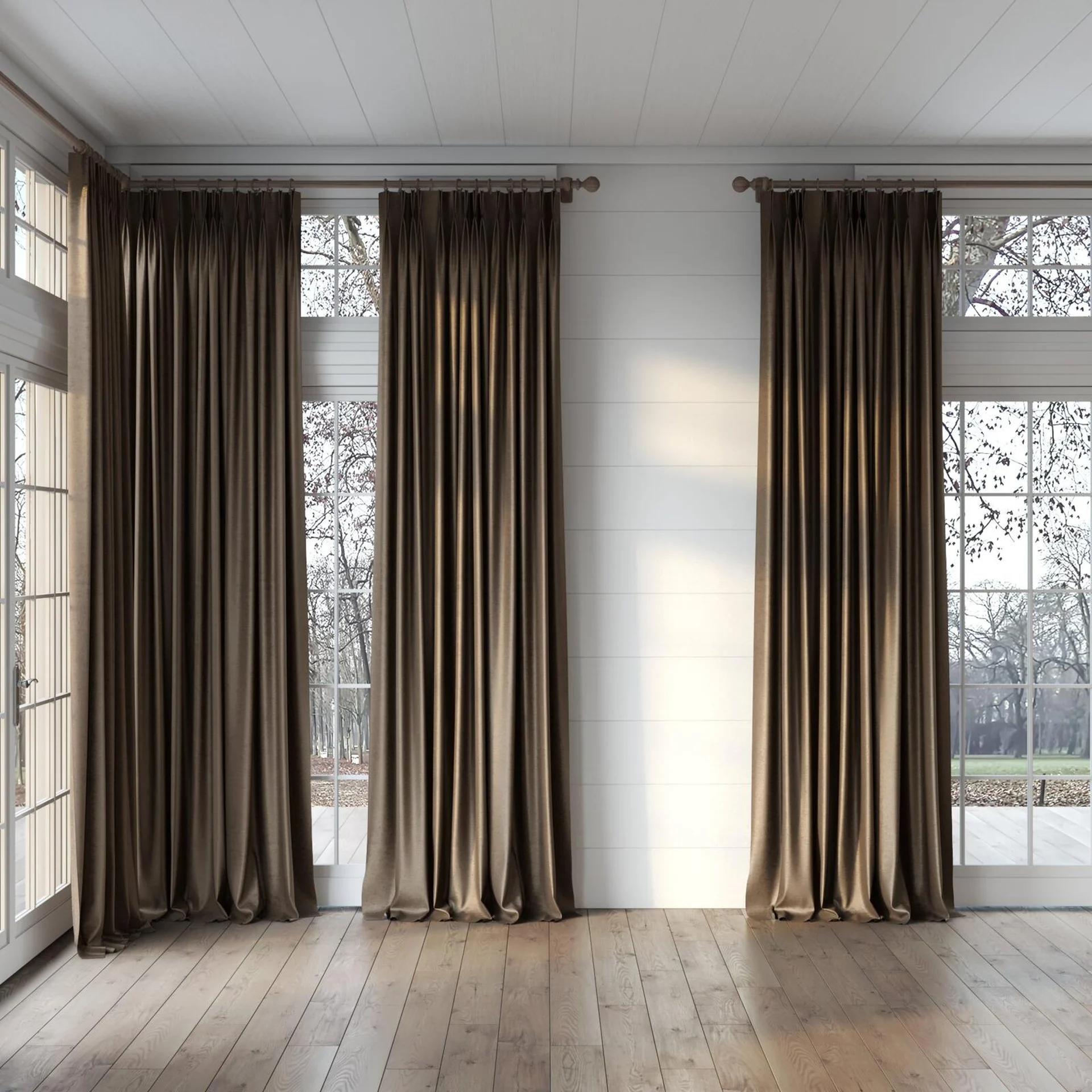 Full view of Lambada Bison, puddled, on curtain rod