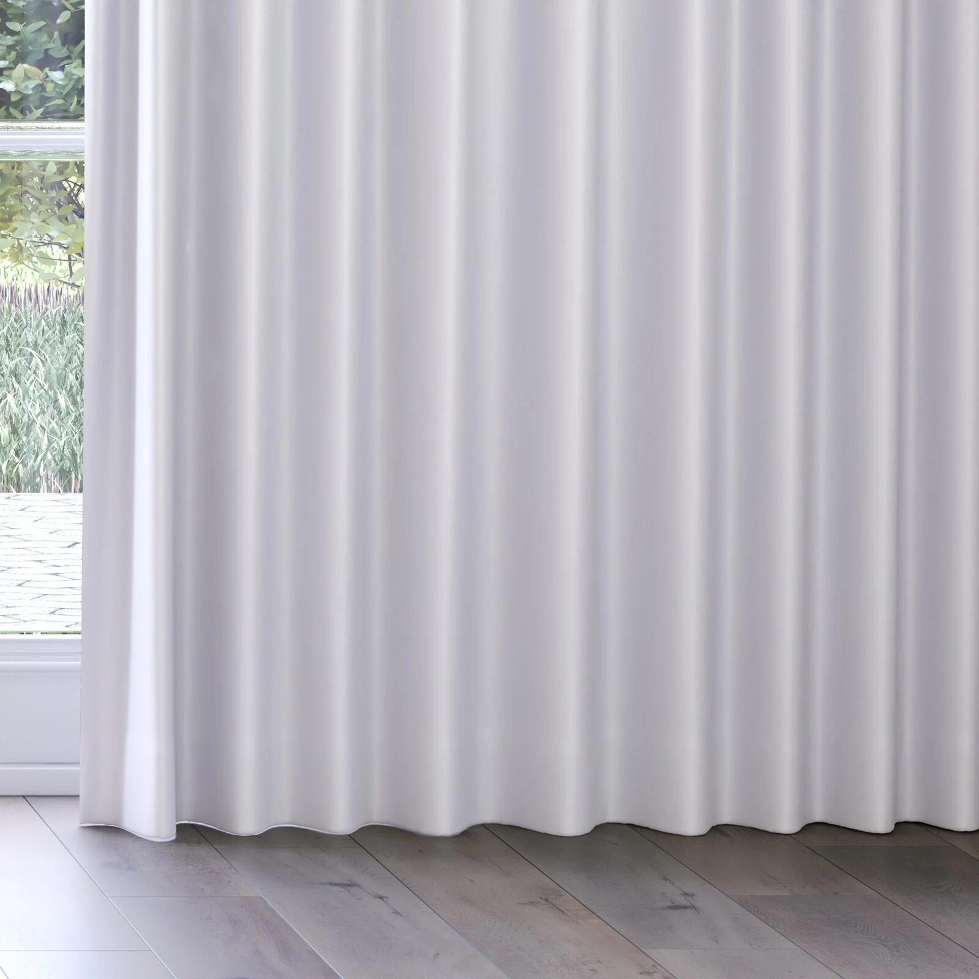Bottom view of Stellar Blackout Silver, on curtain rail