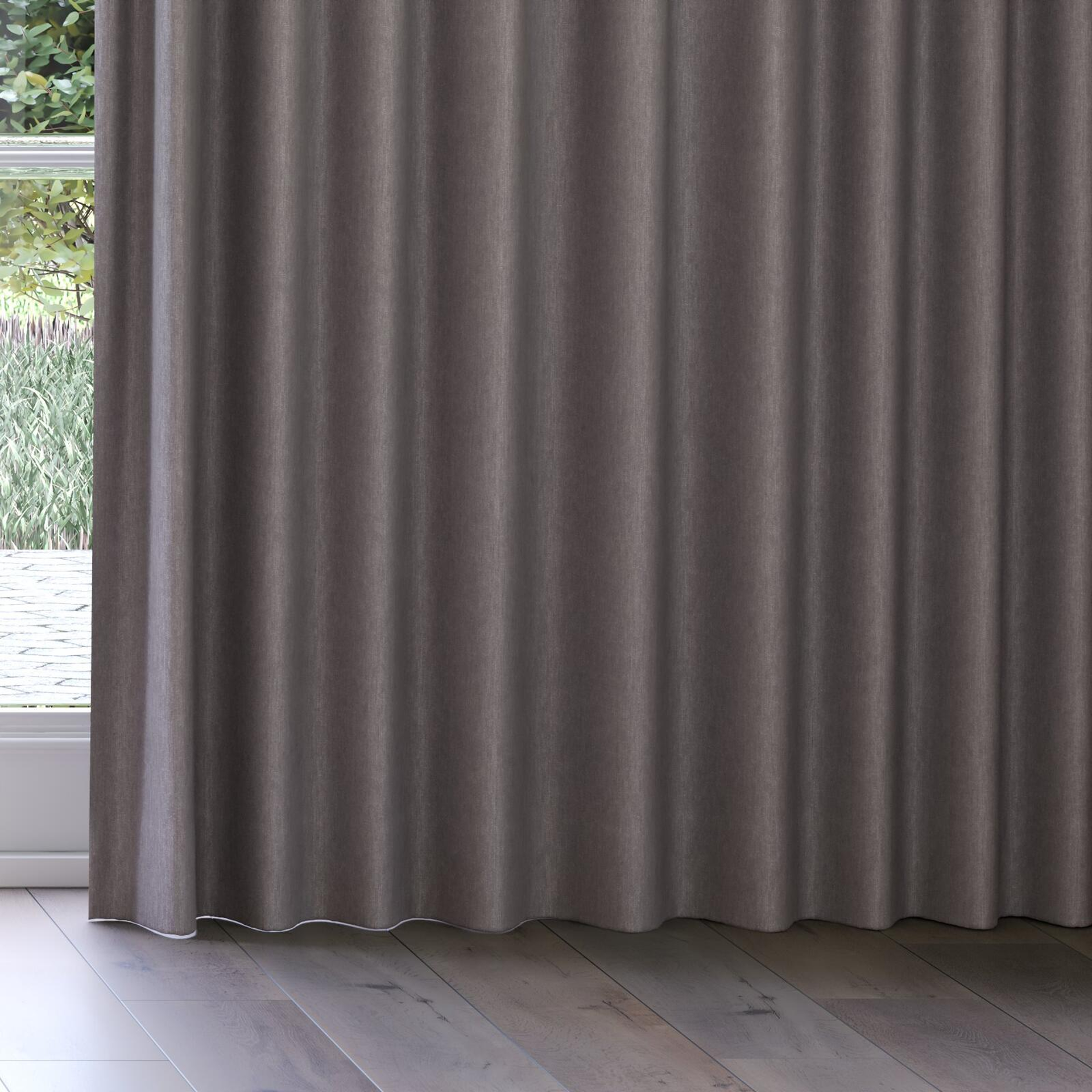 Bottom view of Rover Pewter, on curtain rail