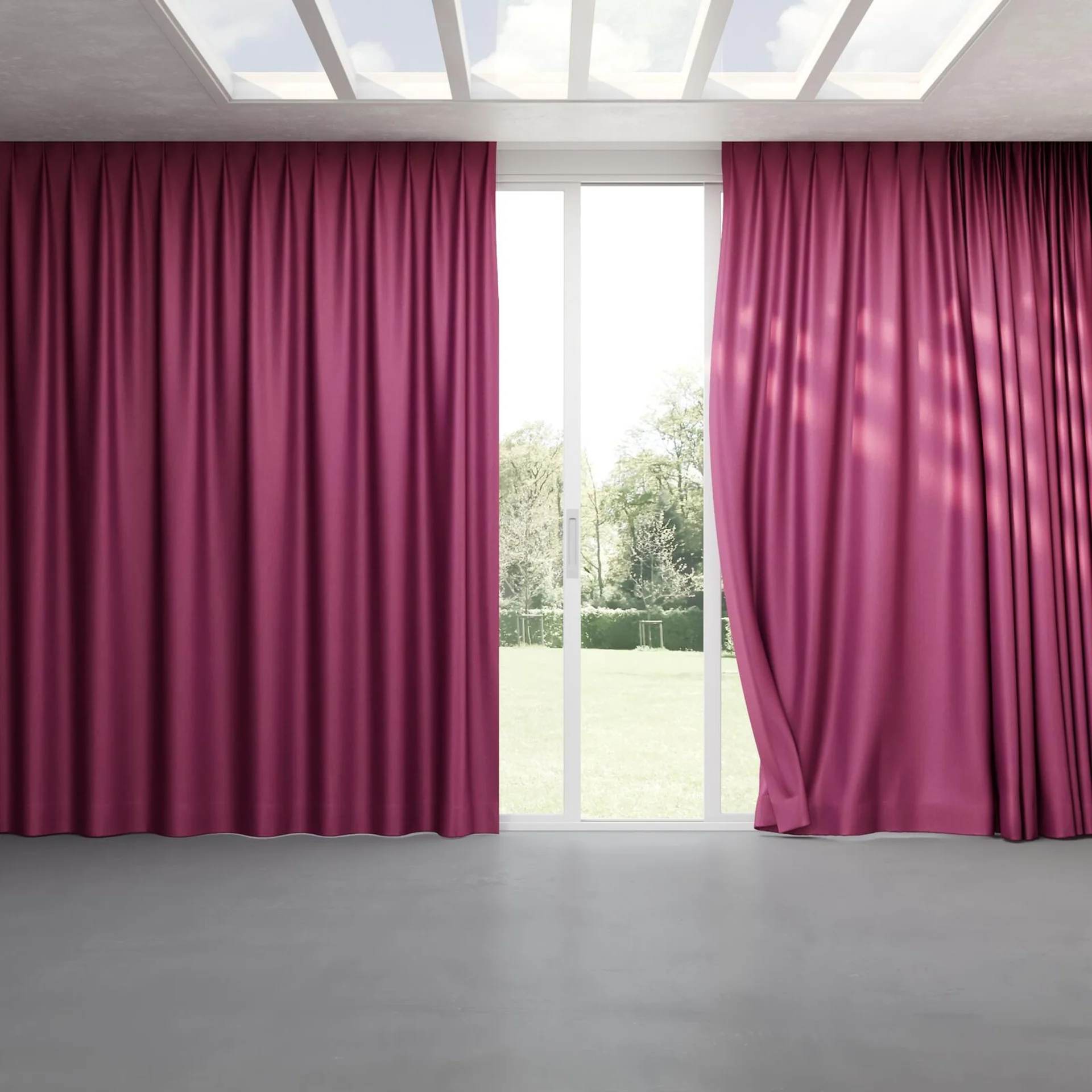 Full view of Matrix Fuchsia, pinch pleat