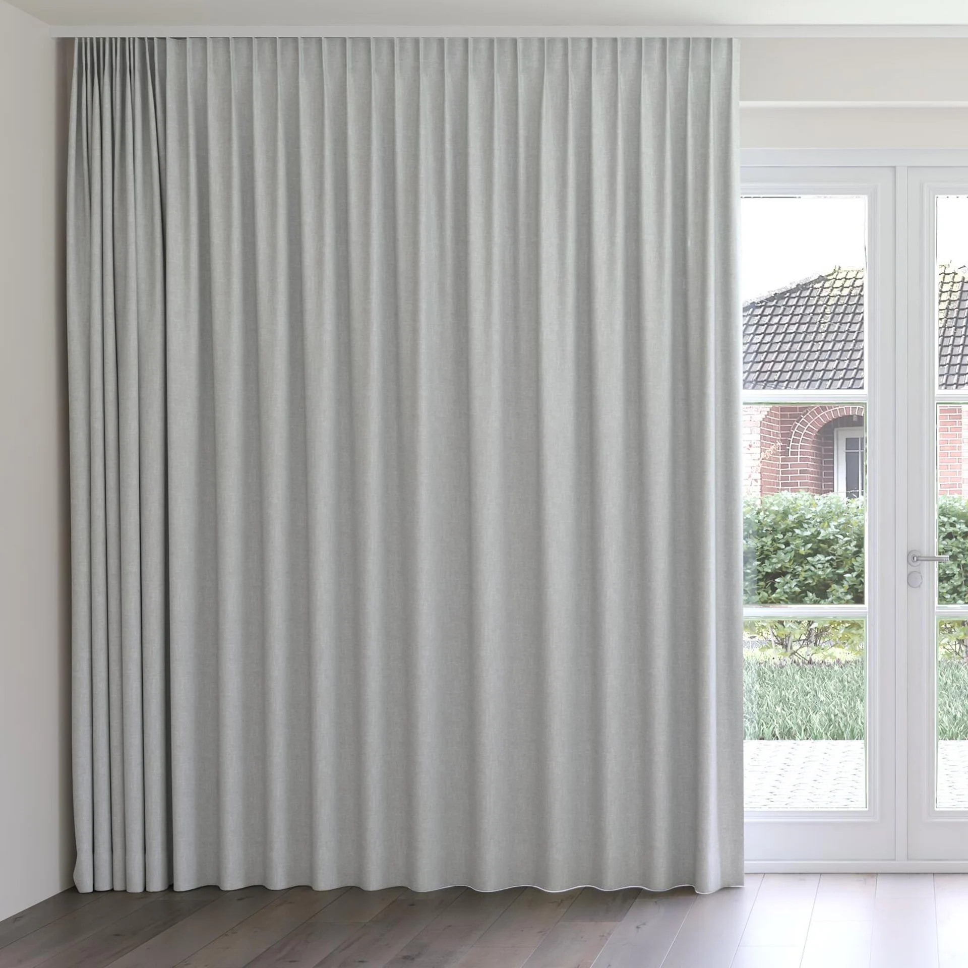 Front view of Retreat II Cloud, on curtain rail