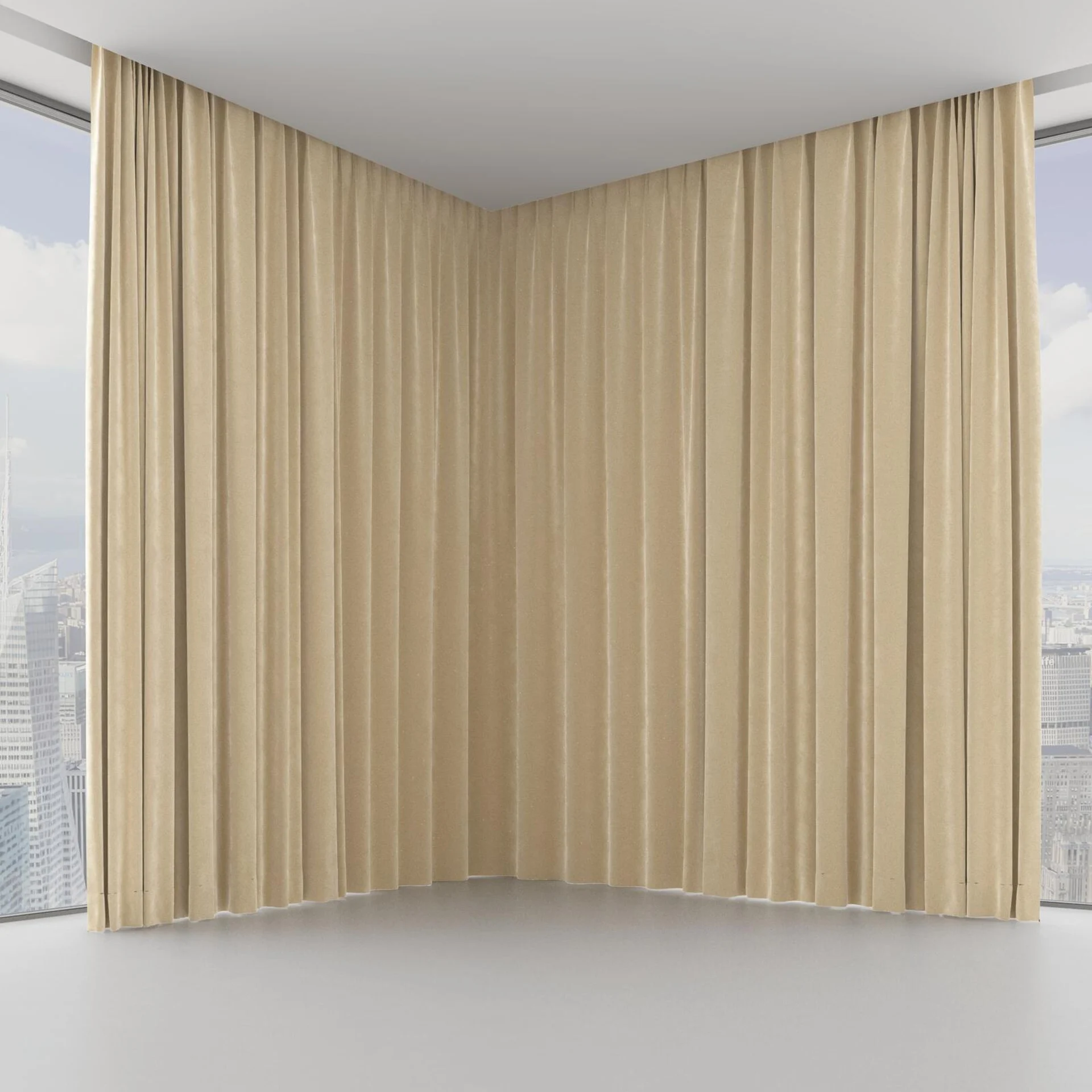 Front view of Lux Velvet Linen 8302, on hidden rail