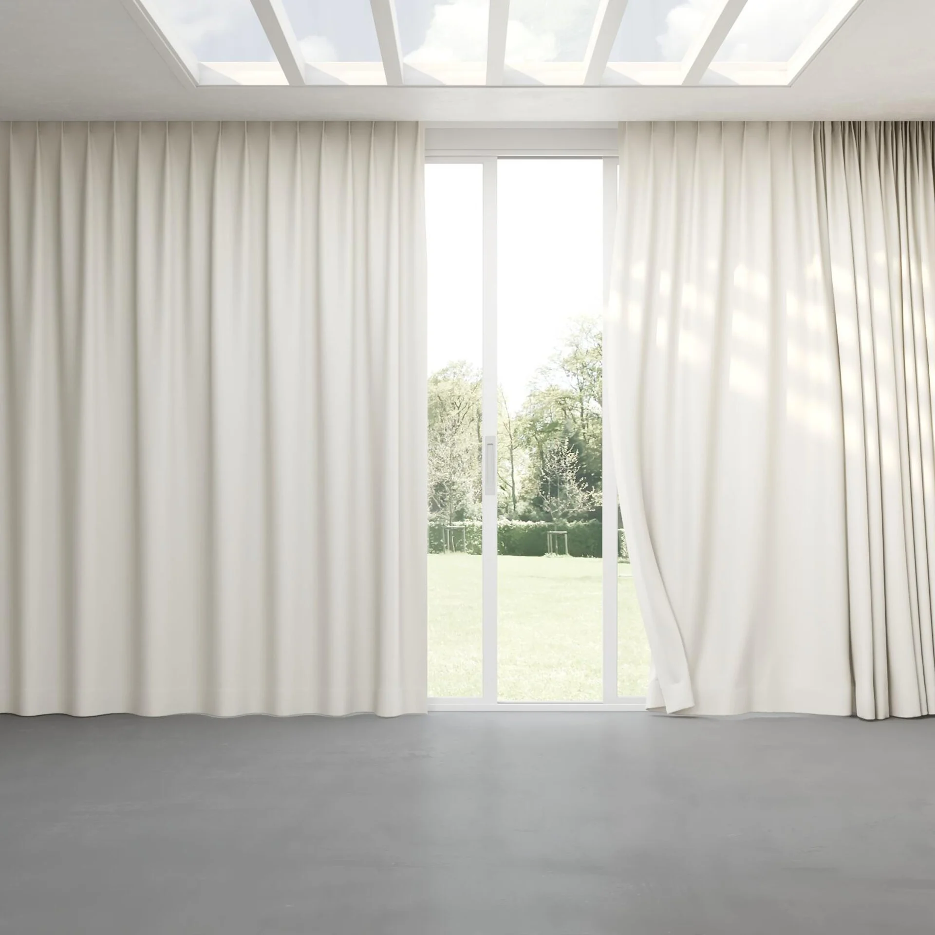 Full view of Rewind Cream, pinch pleat