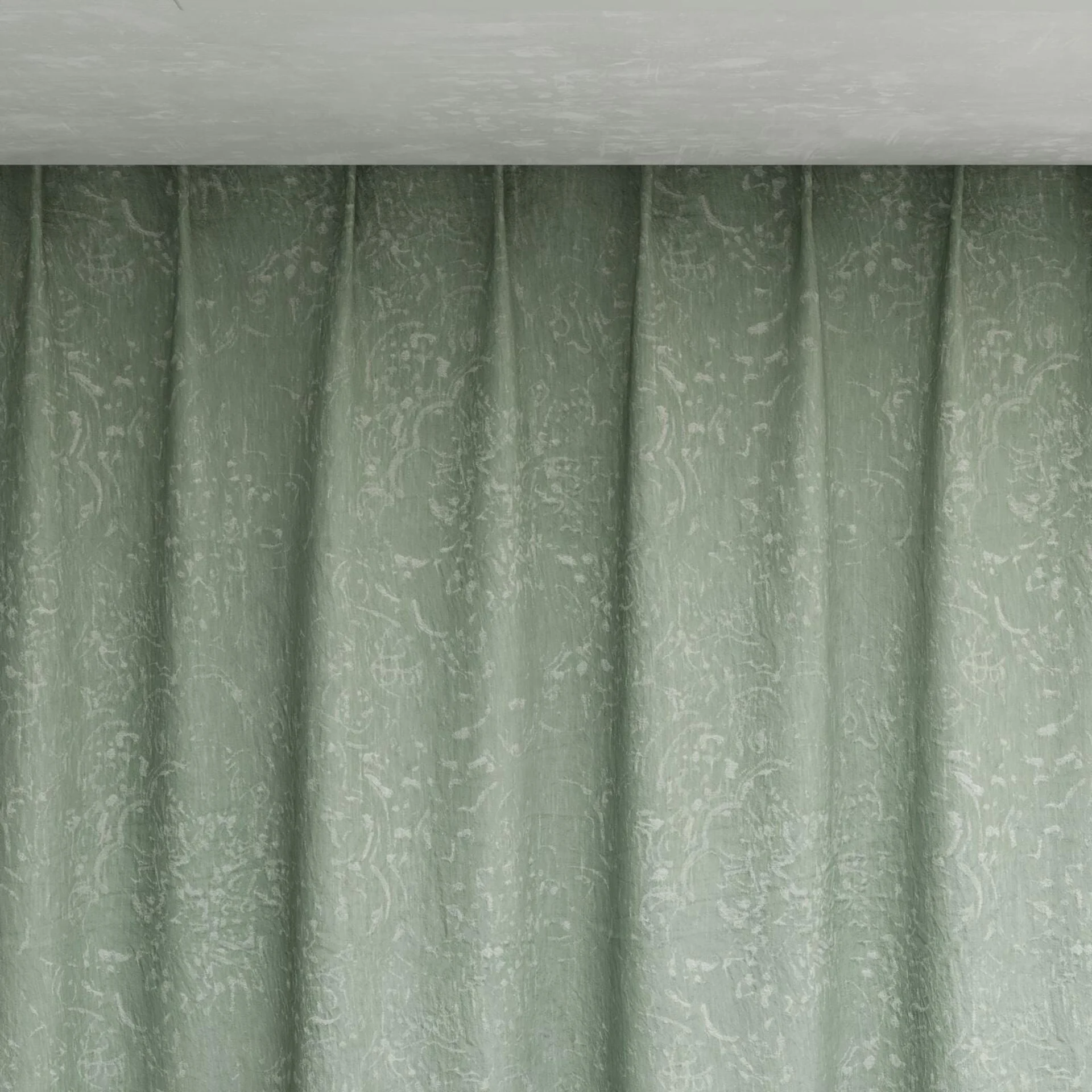 Top view of Azulejo Willow, pinch pleat