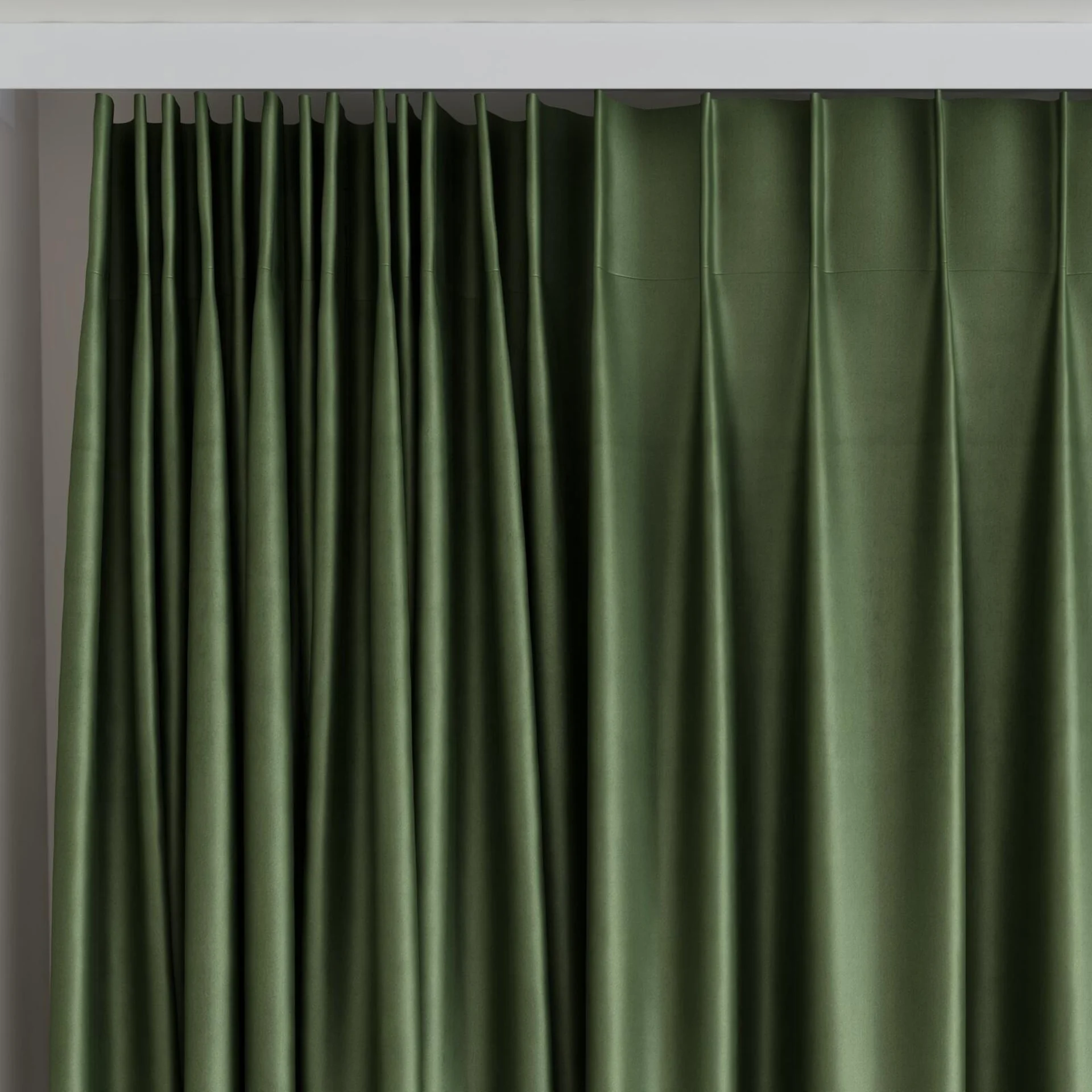 Top view of Warlock Olive, on curtain rail
