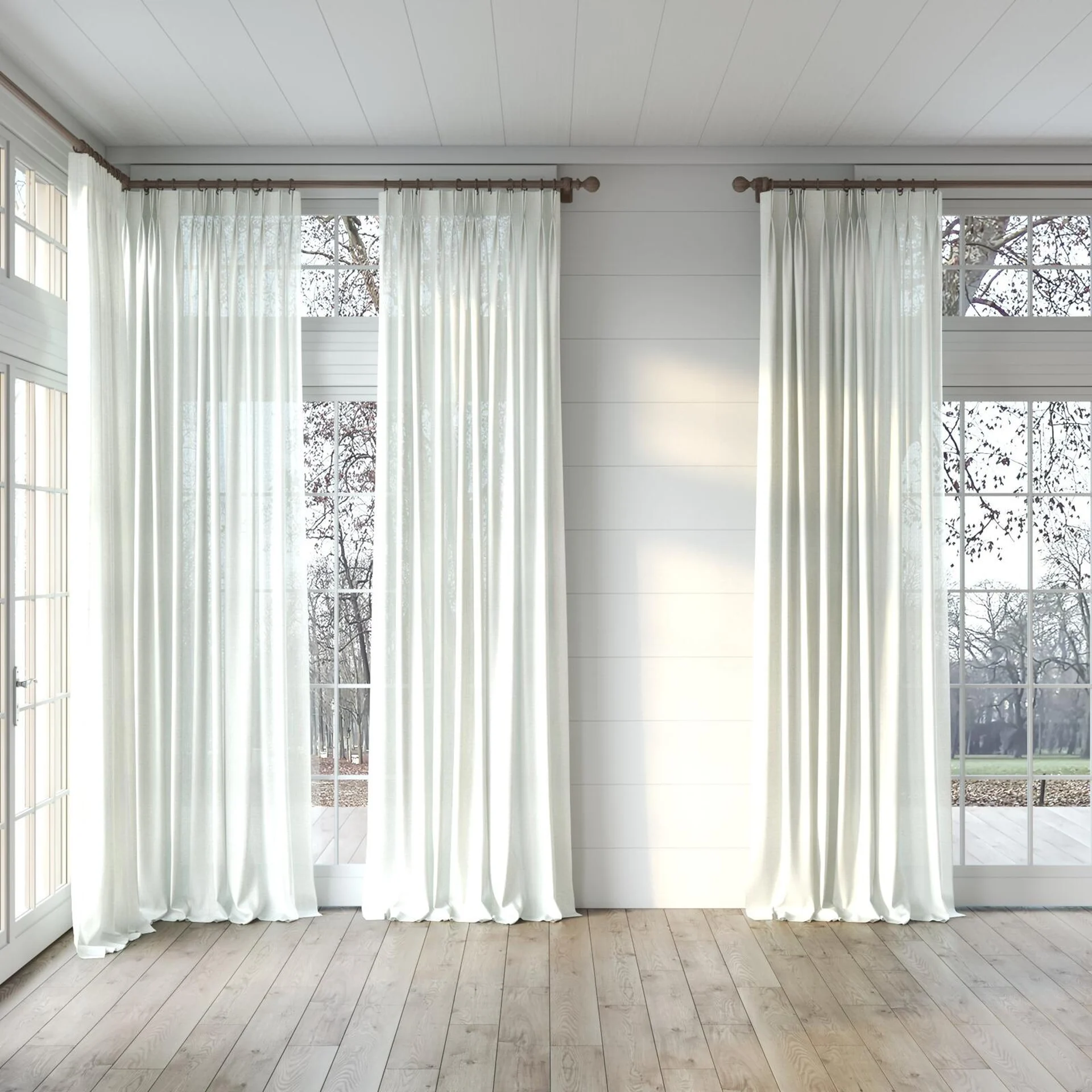 Full view of Crystal Cream, puddled, on curtain rod