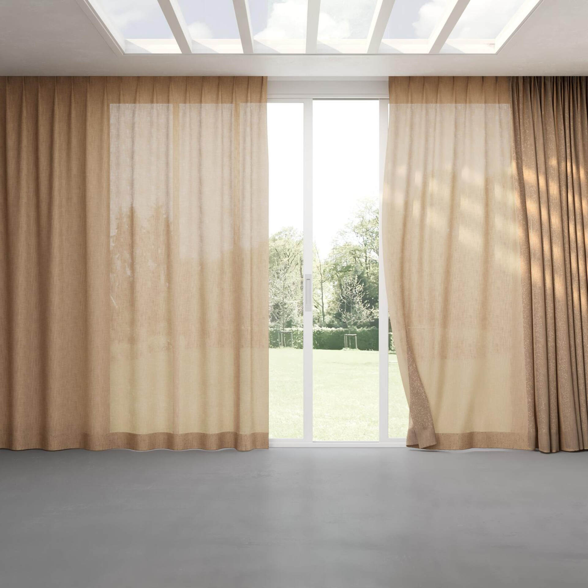 Full view of Motion Caramel, pinch pleat