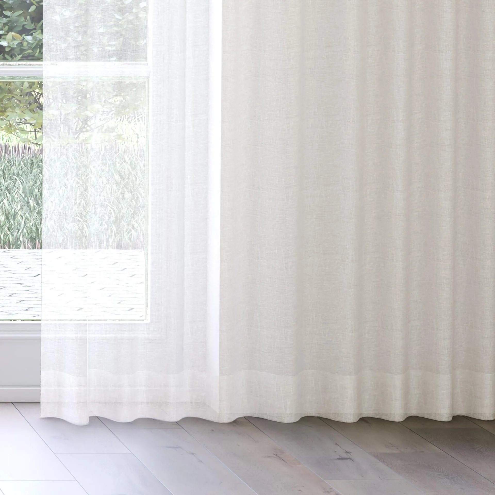 Bottom view of Henriette Pure, on curtain rail