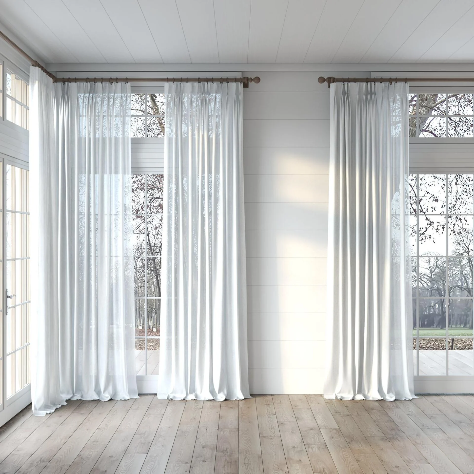 Full view of Lucidity Pearl, puddled, on curtain rod