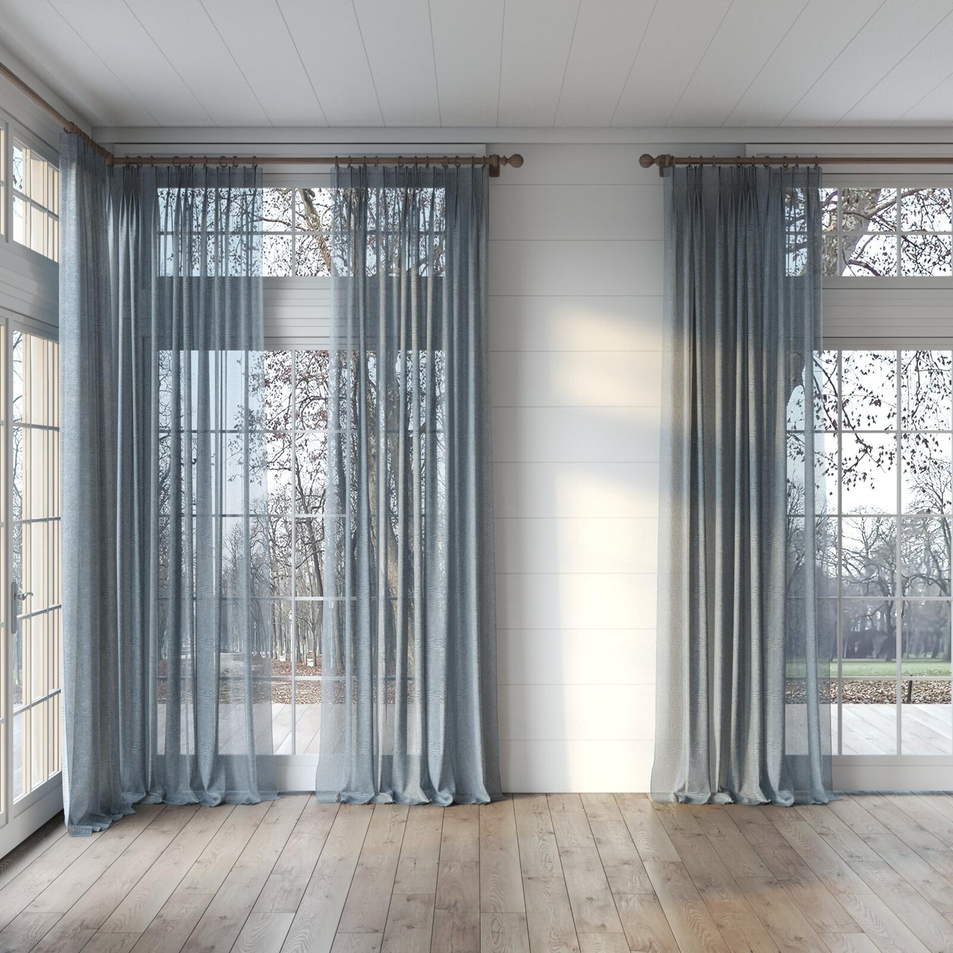 Full view of Gesso Lino Oceania, puddled, on curtain rod