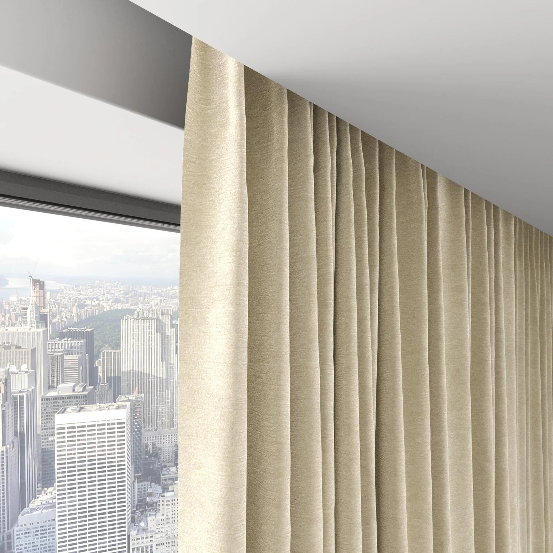 Top view of Geneva Linen, on hidden rail