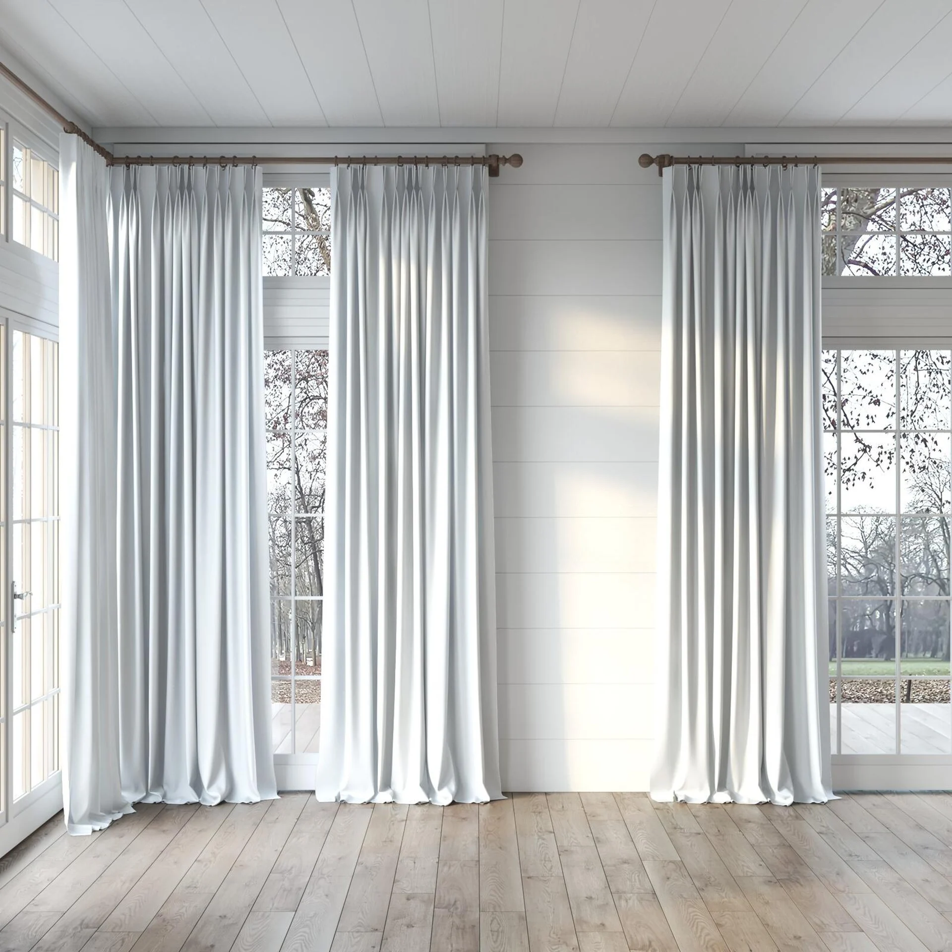 Full view of Duede Snow, puddled, on curtain rod