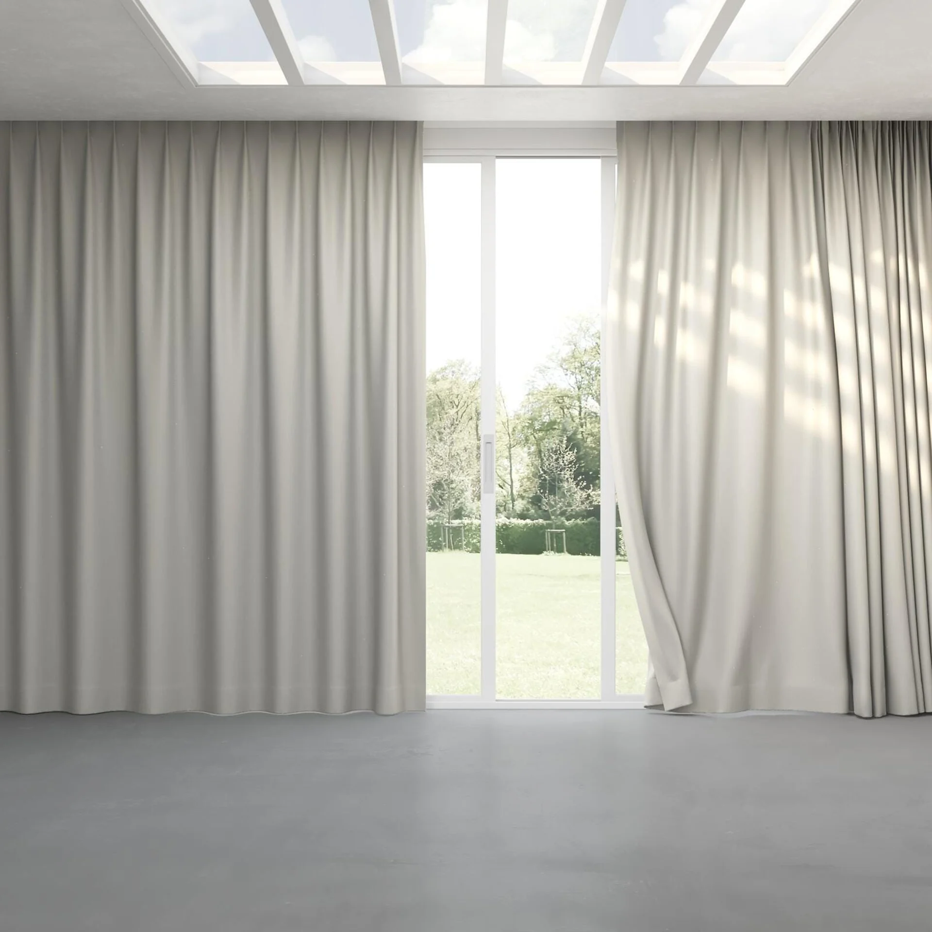 Full view of Excel Silver, pinch pleat
