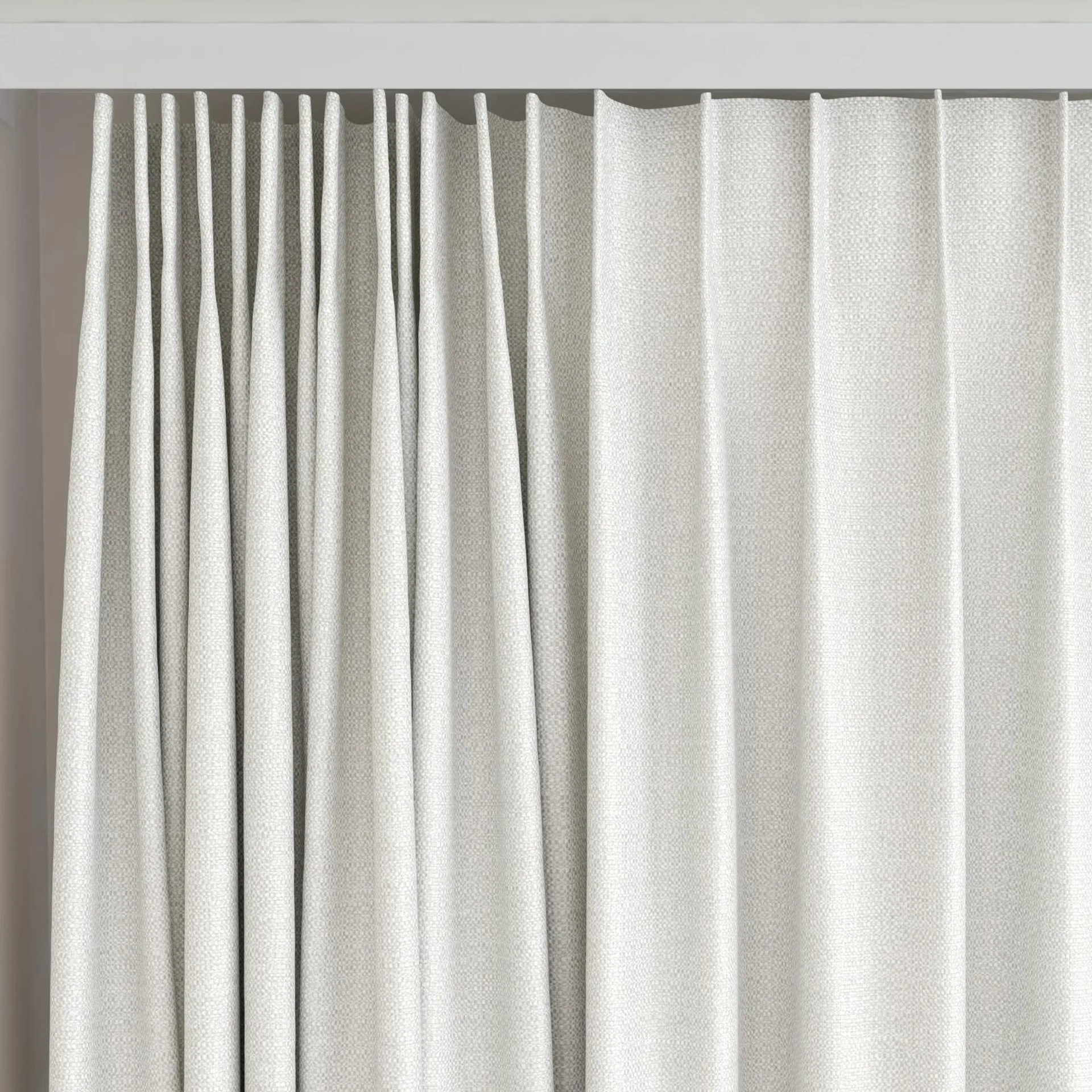 Top view of Saturn Silver, on curtain rail
