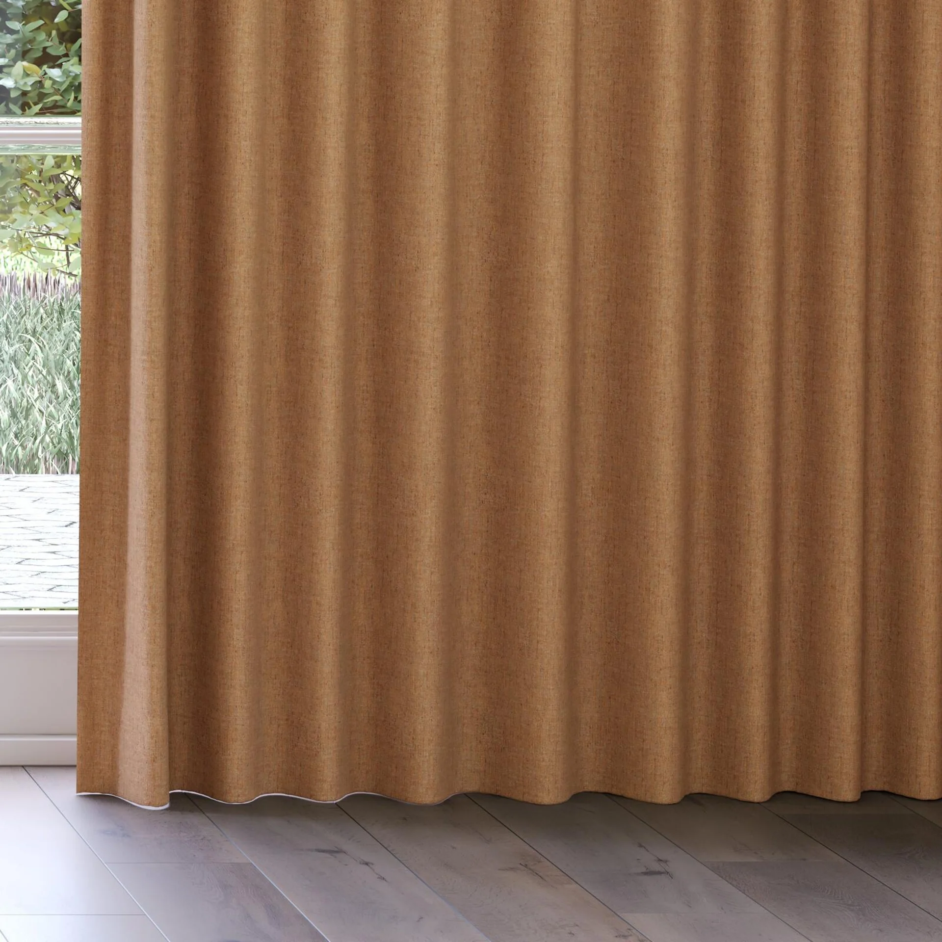 Bottom view of Dryland Rustic, on curtain rail