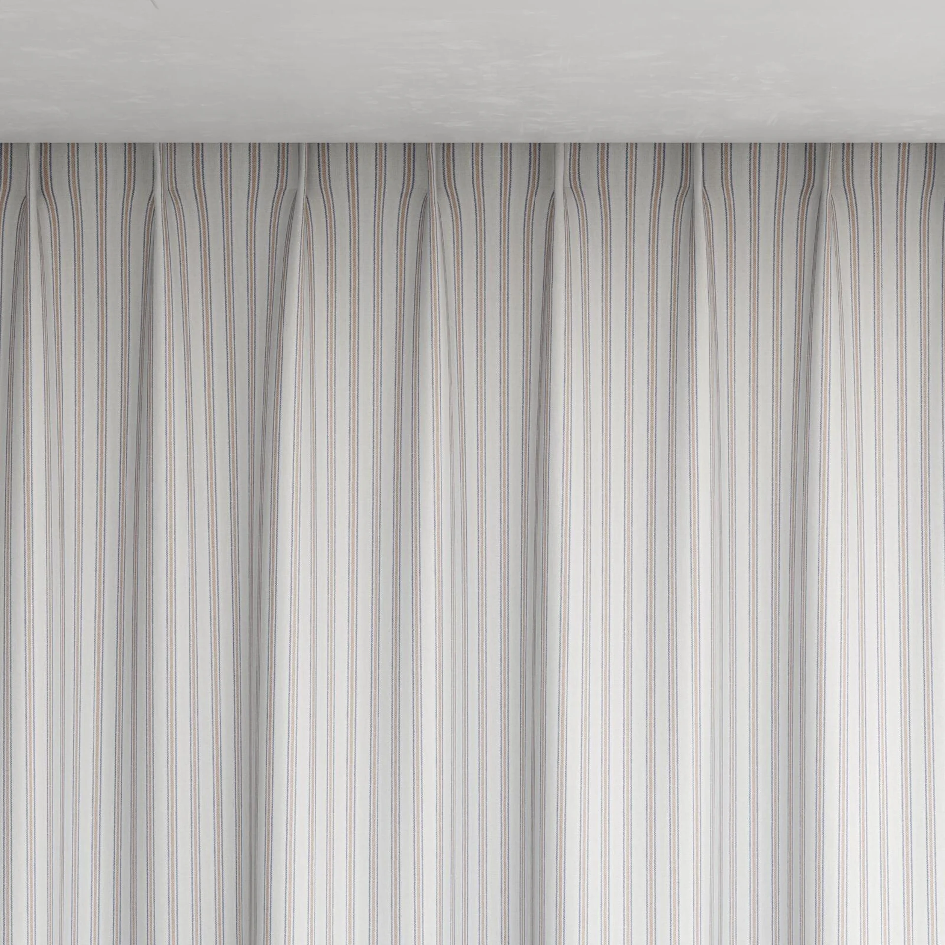 Top view of Chambray Ticking Clay, pinch pleat
