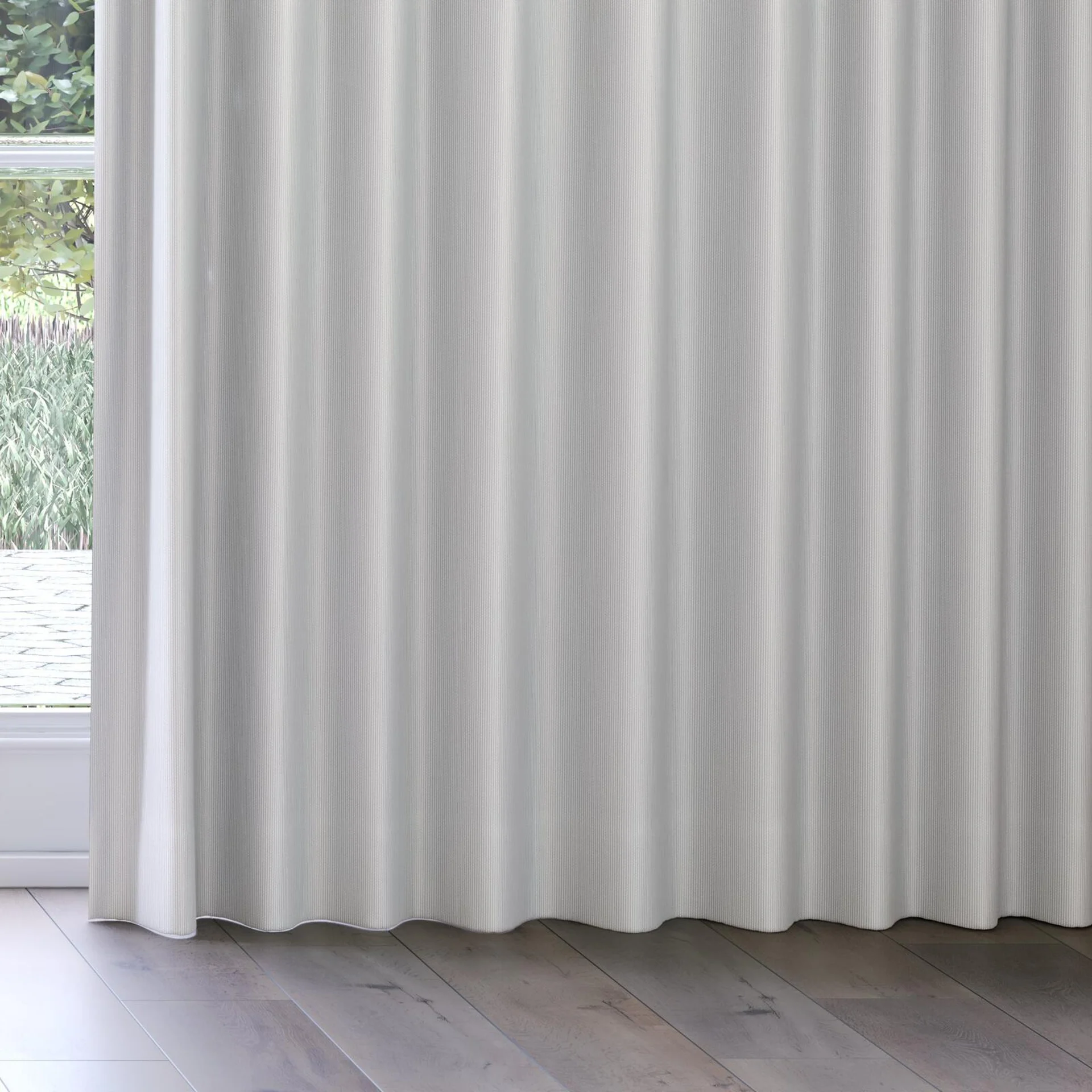 Bottom view of Sinuous Chrome, on curtain rail