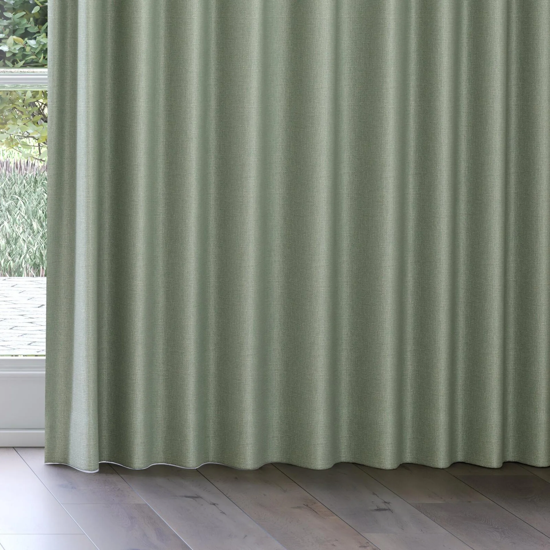Bottom view of Gent Celadon, on curtain rail