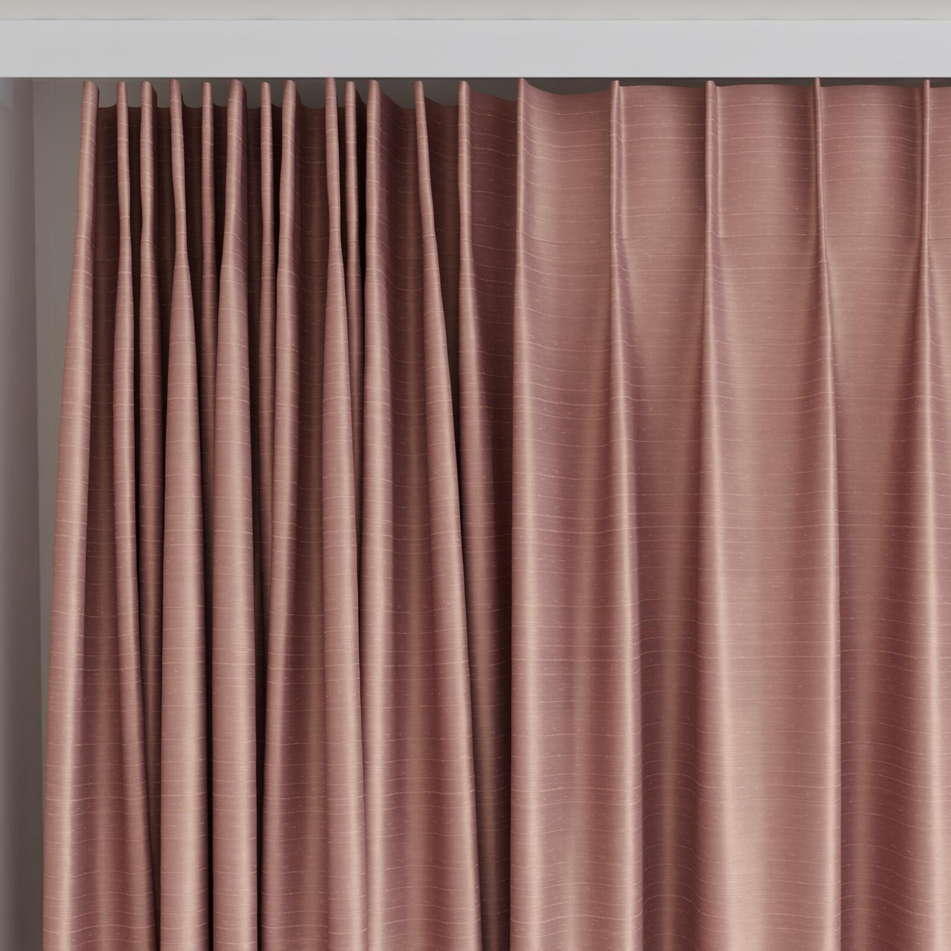 Top view of Silky Pompei, on curtain rail