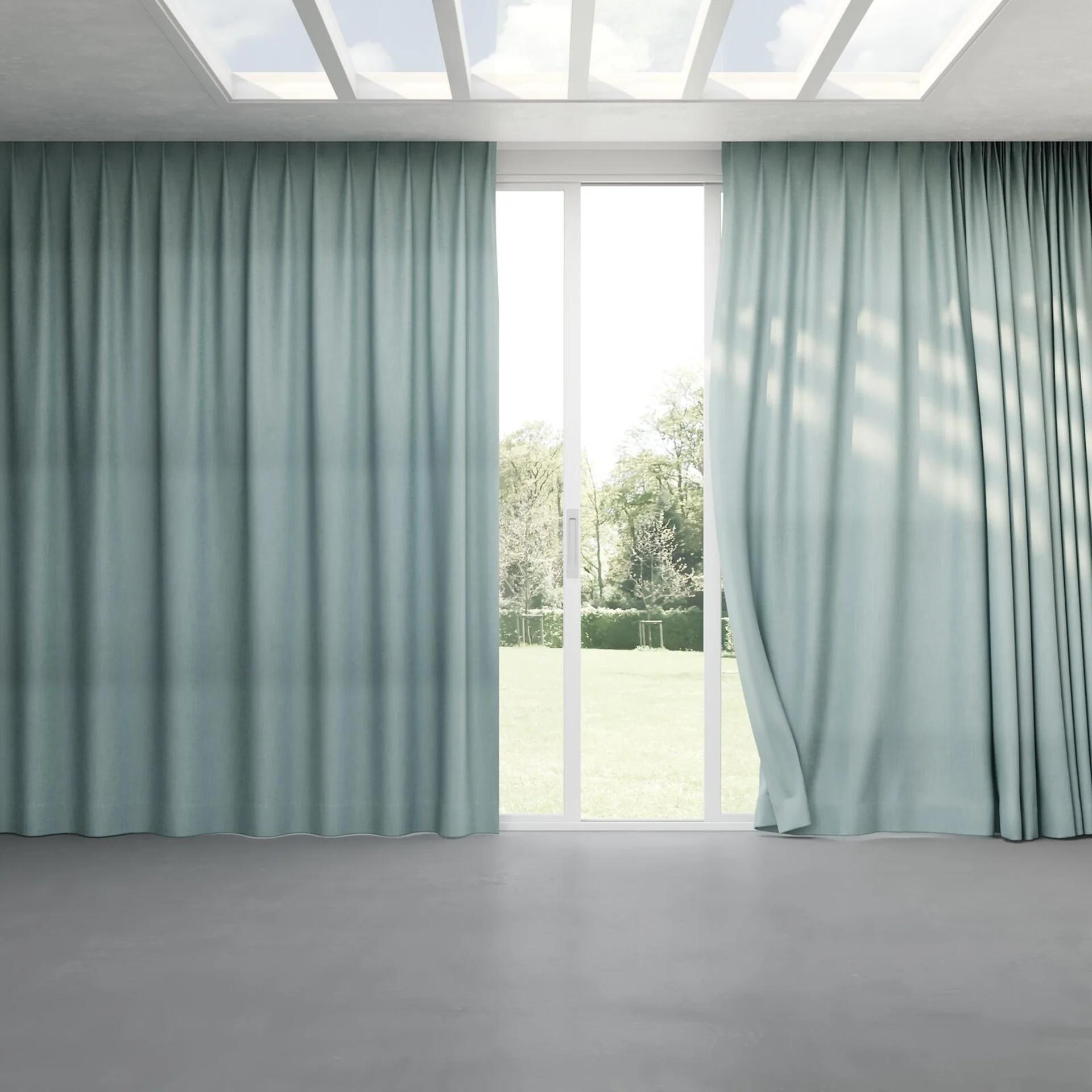 Full view of Lexicon Seafoam, pinch pleat