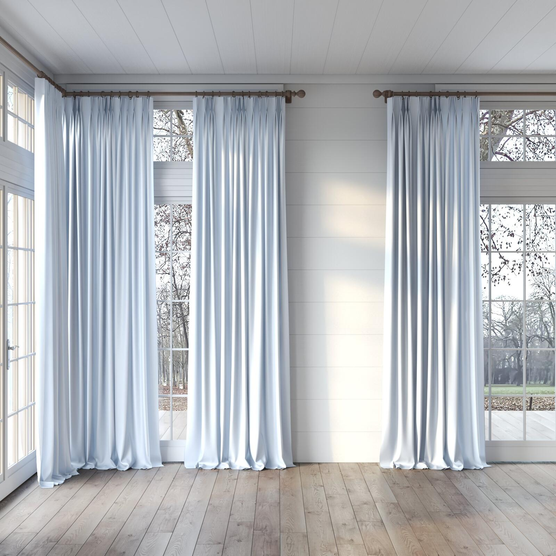 Full view of Optima Rain, puddled, on curtain rod