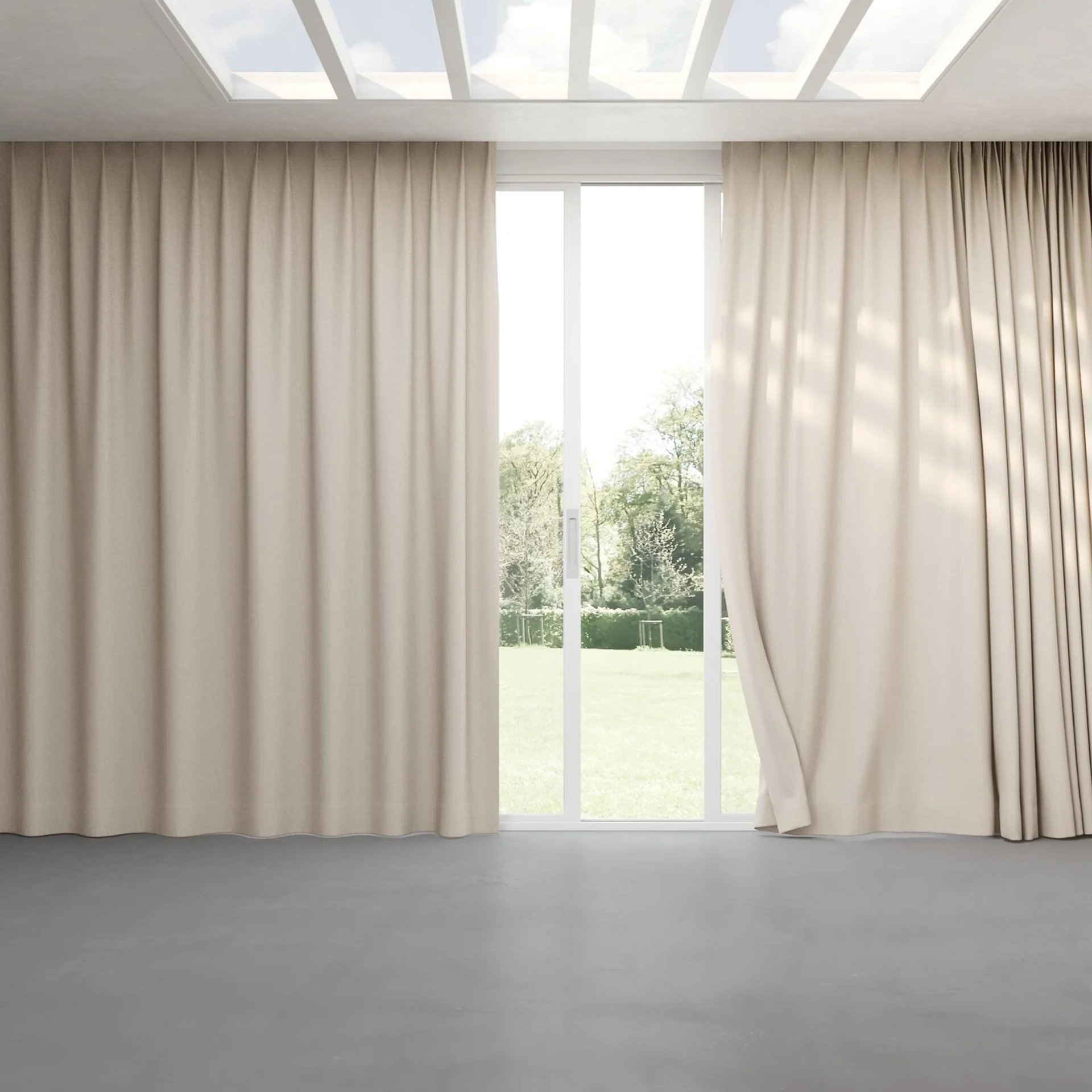 Full view of Yugen Linen, pinch pleat