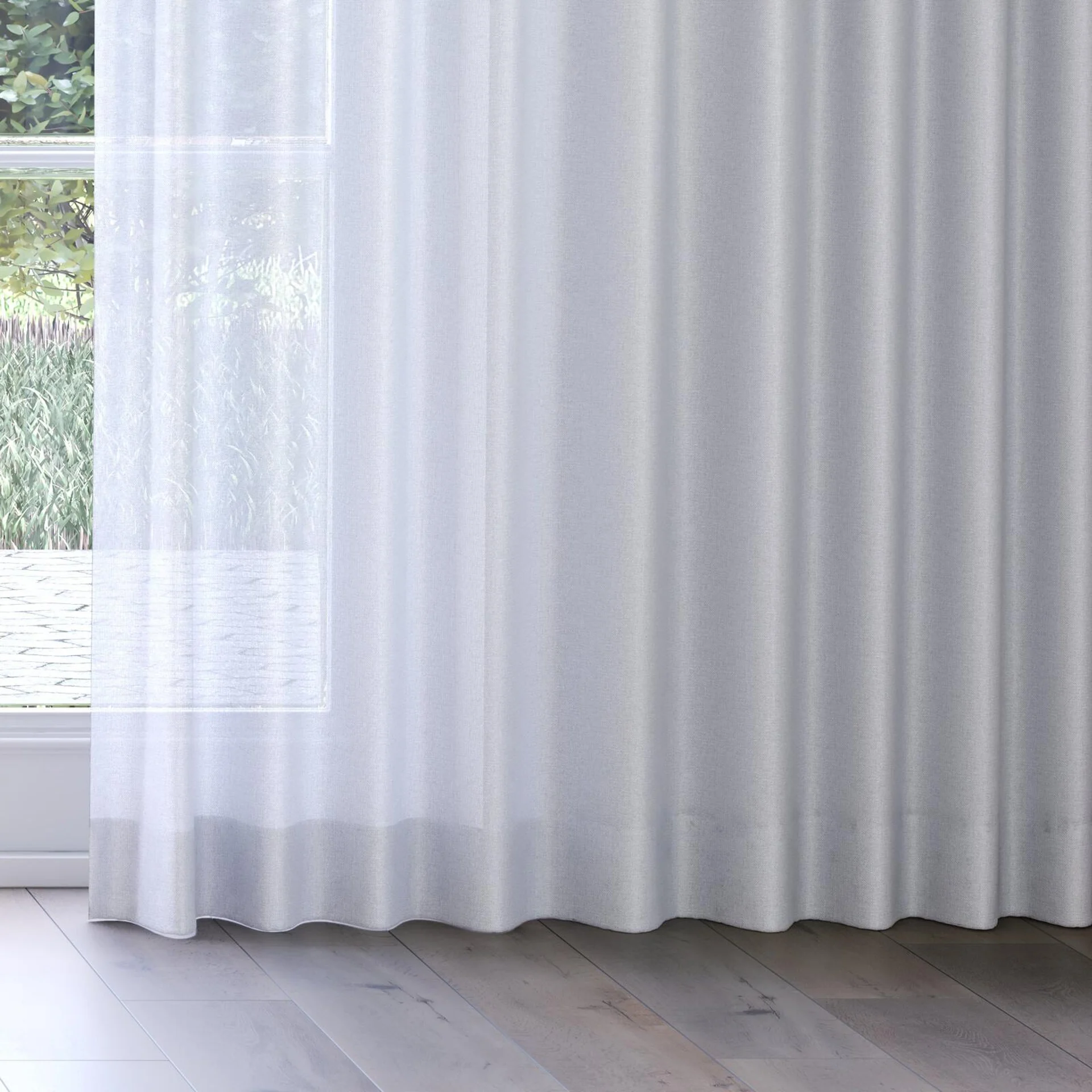 Bottom view of Twister Silver, on curtain rail