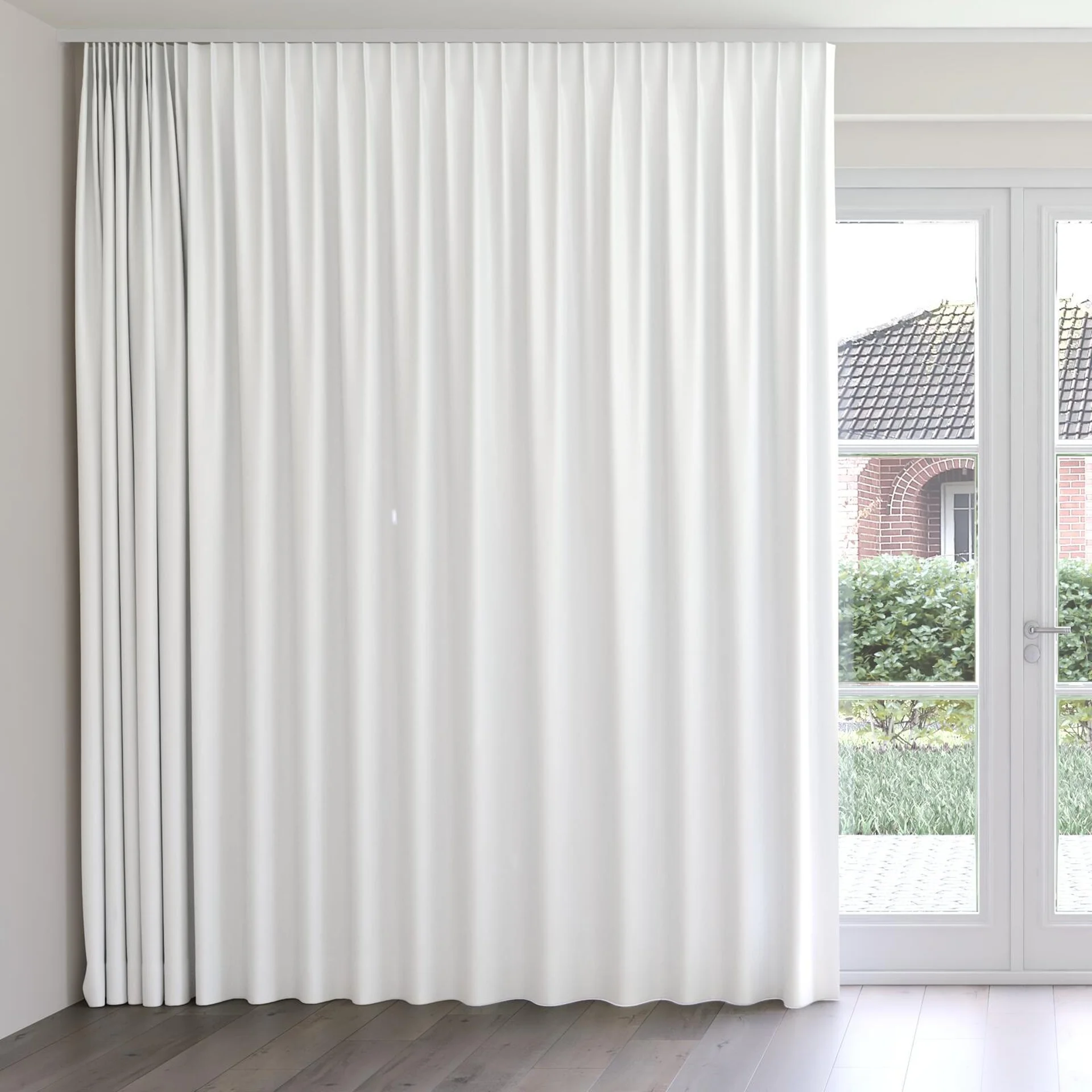 Front view of Grove Snow, on curtain rail