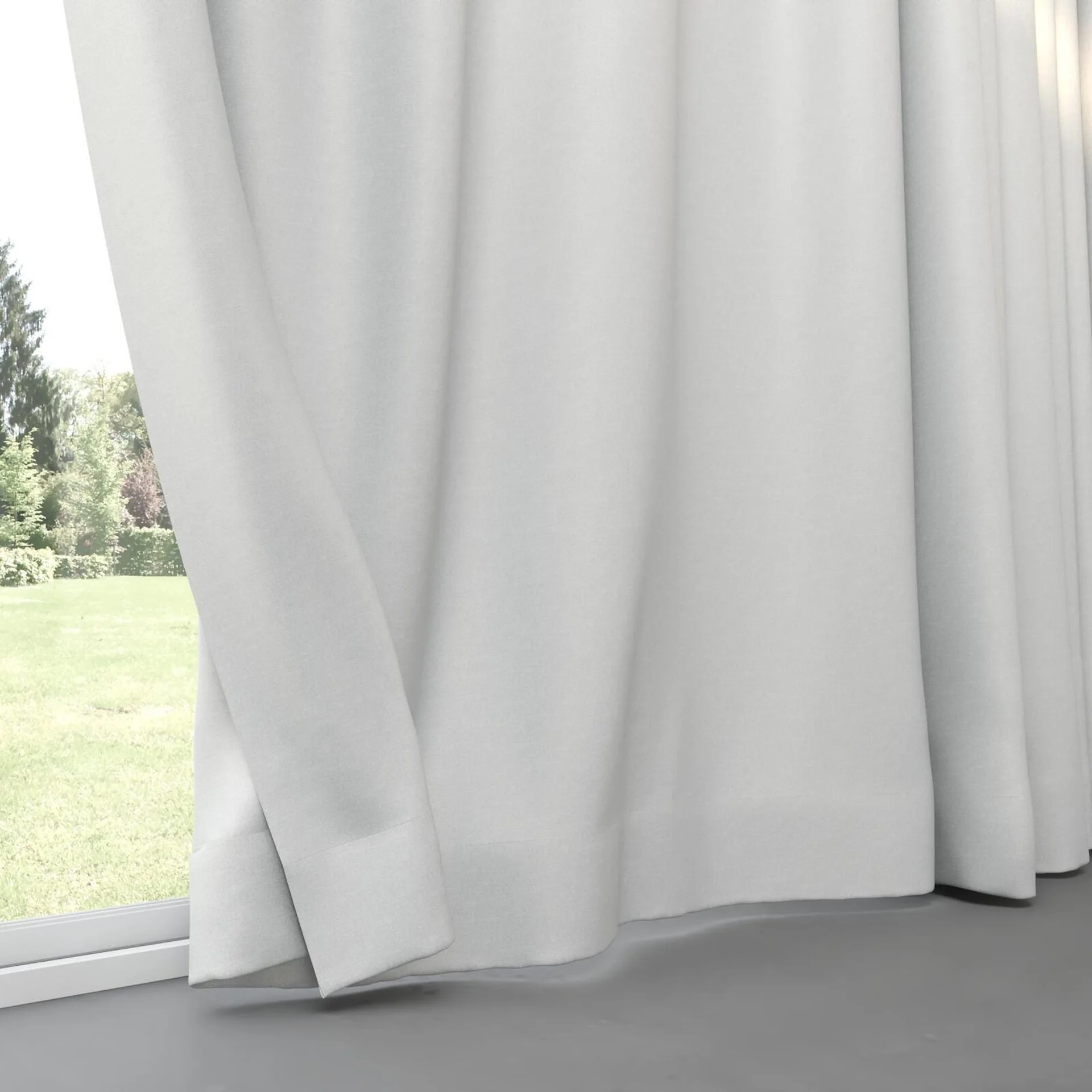 Bottom view of Grove Silver, pinch pleat