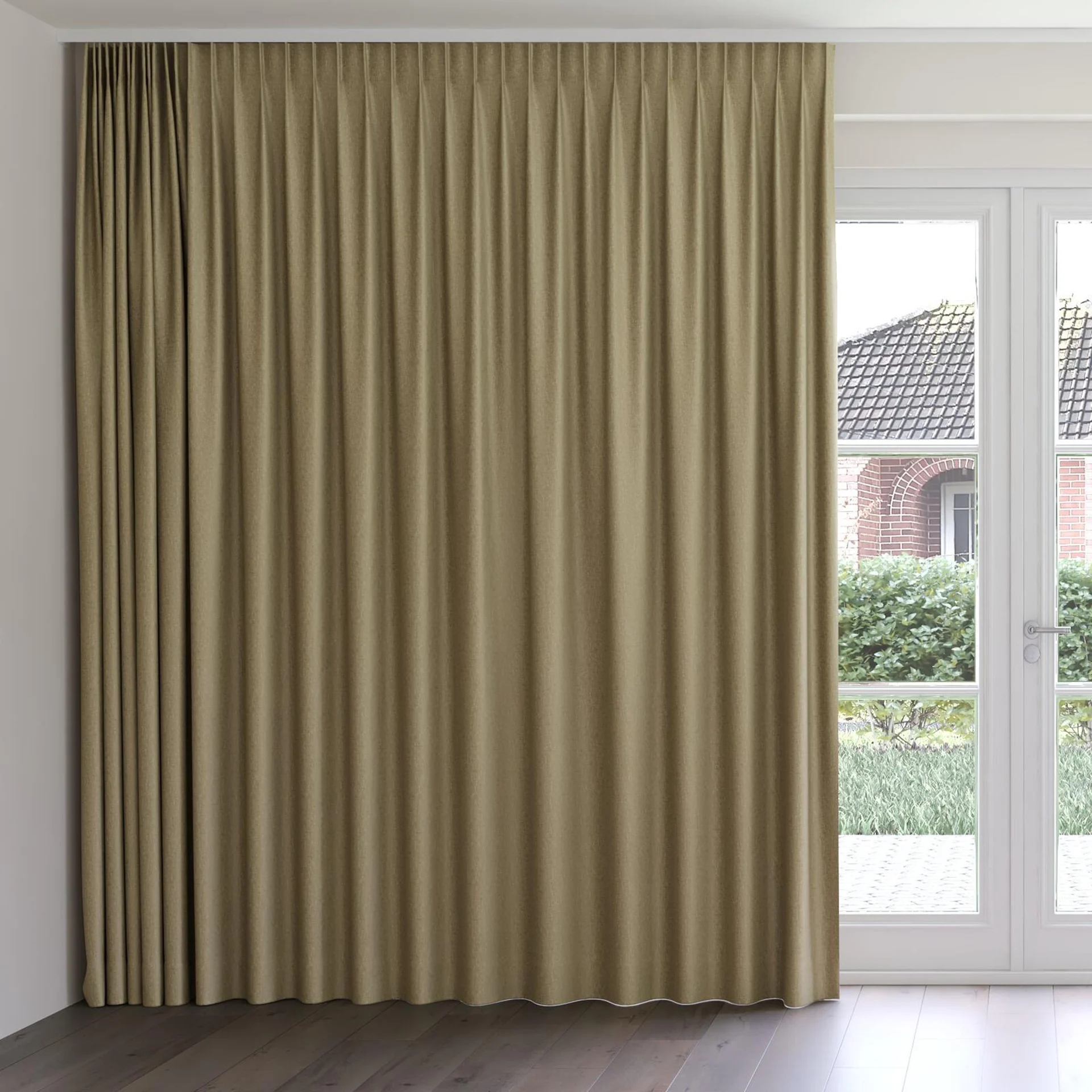 Front view of Rewind Bronze, on curtain rail