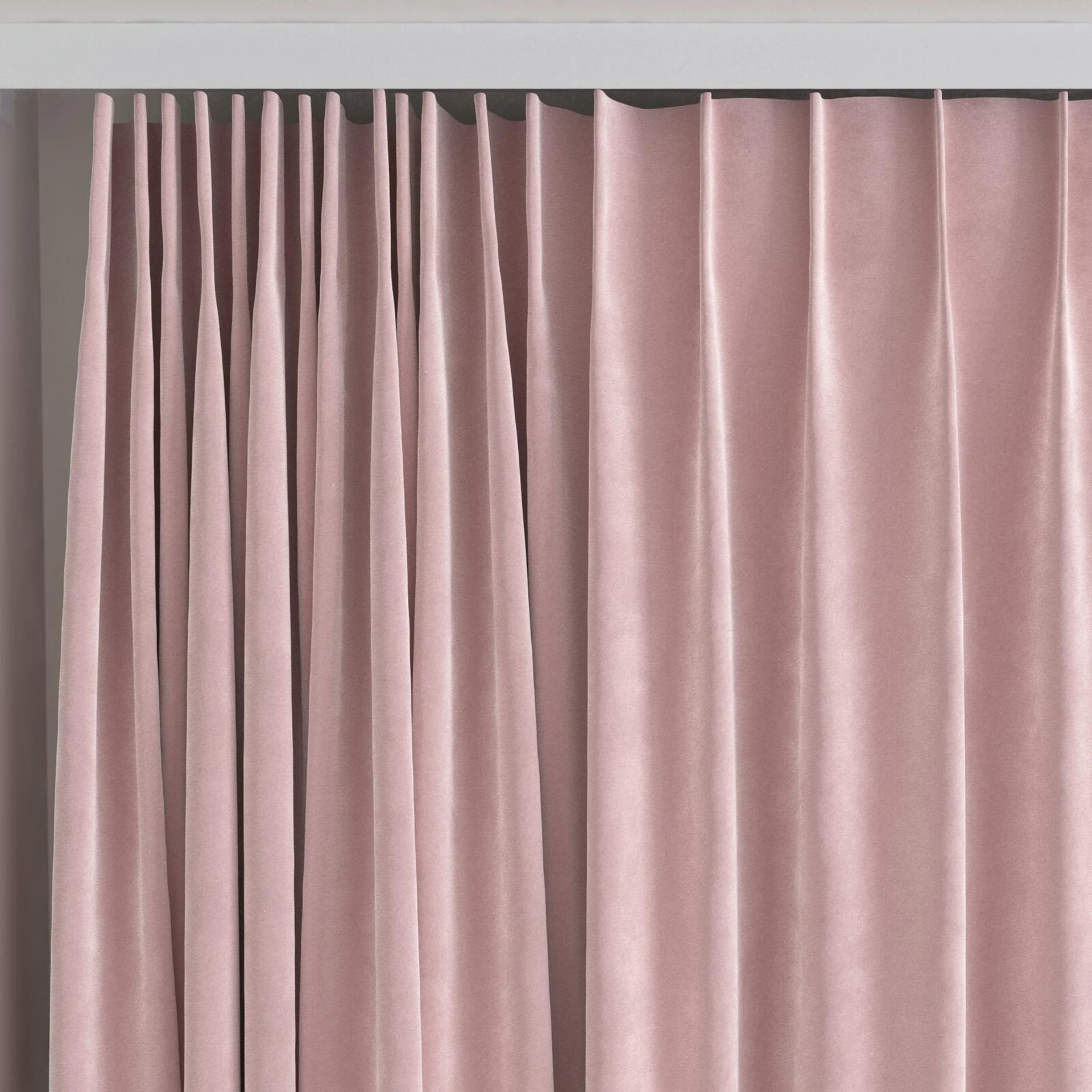 Top view of Lux Velvet Candy 8510, on curtain rail