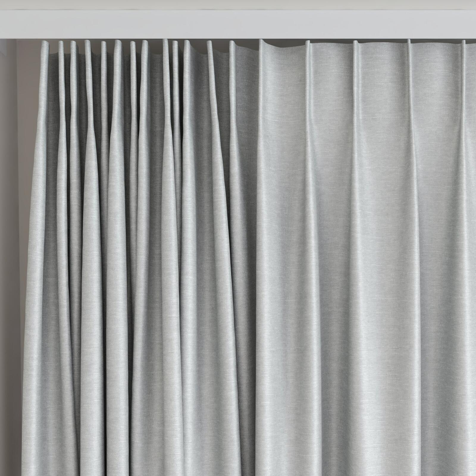 Top view of Provence Silver, on curtain rail
