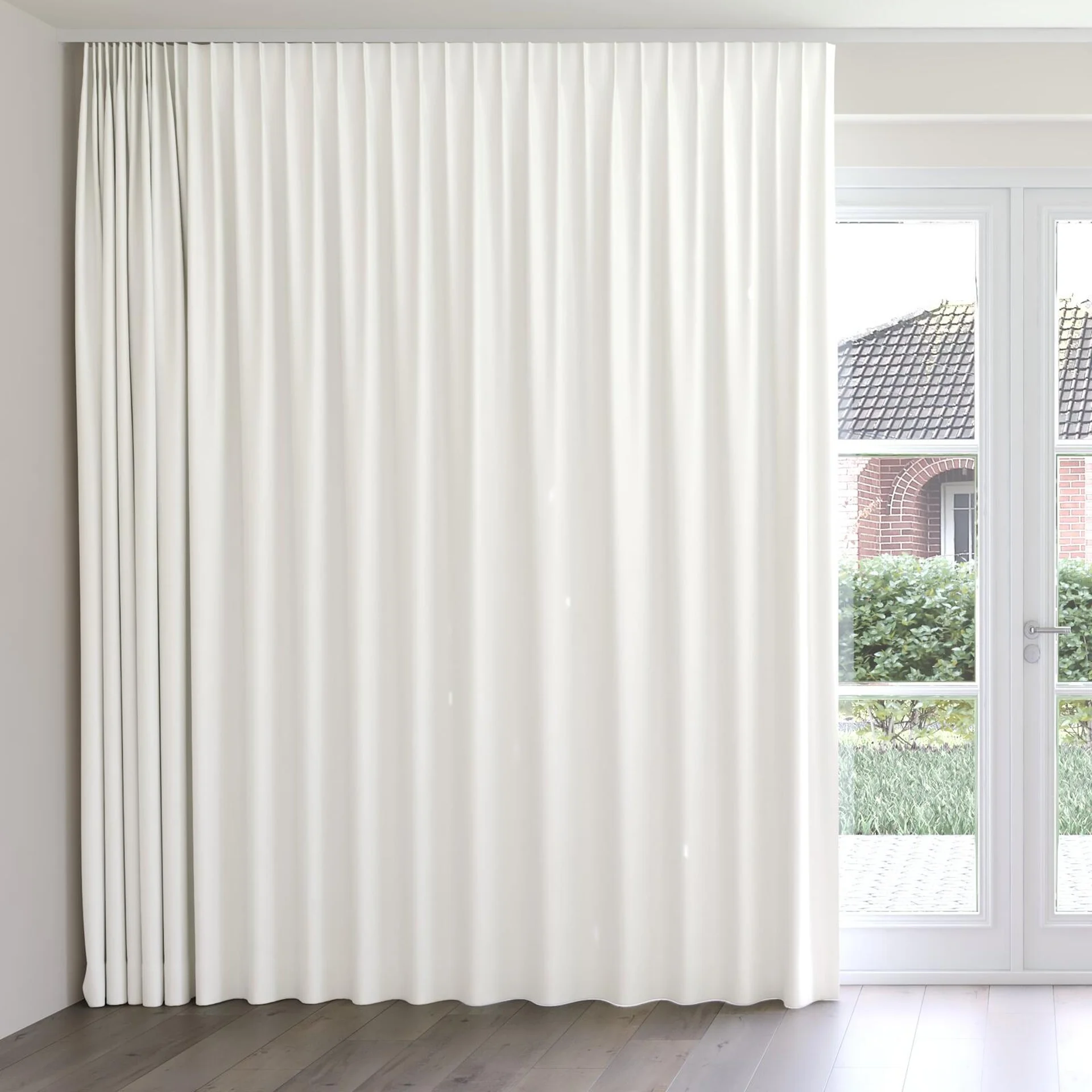 Front view of Urban Snow, on curtain rail
