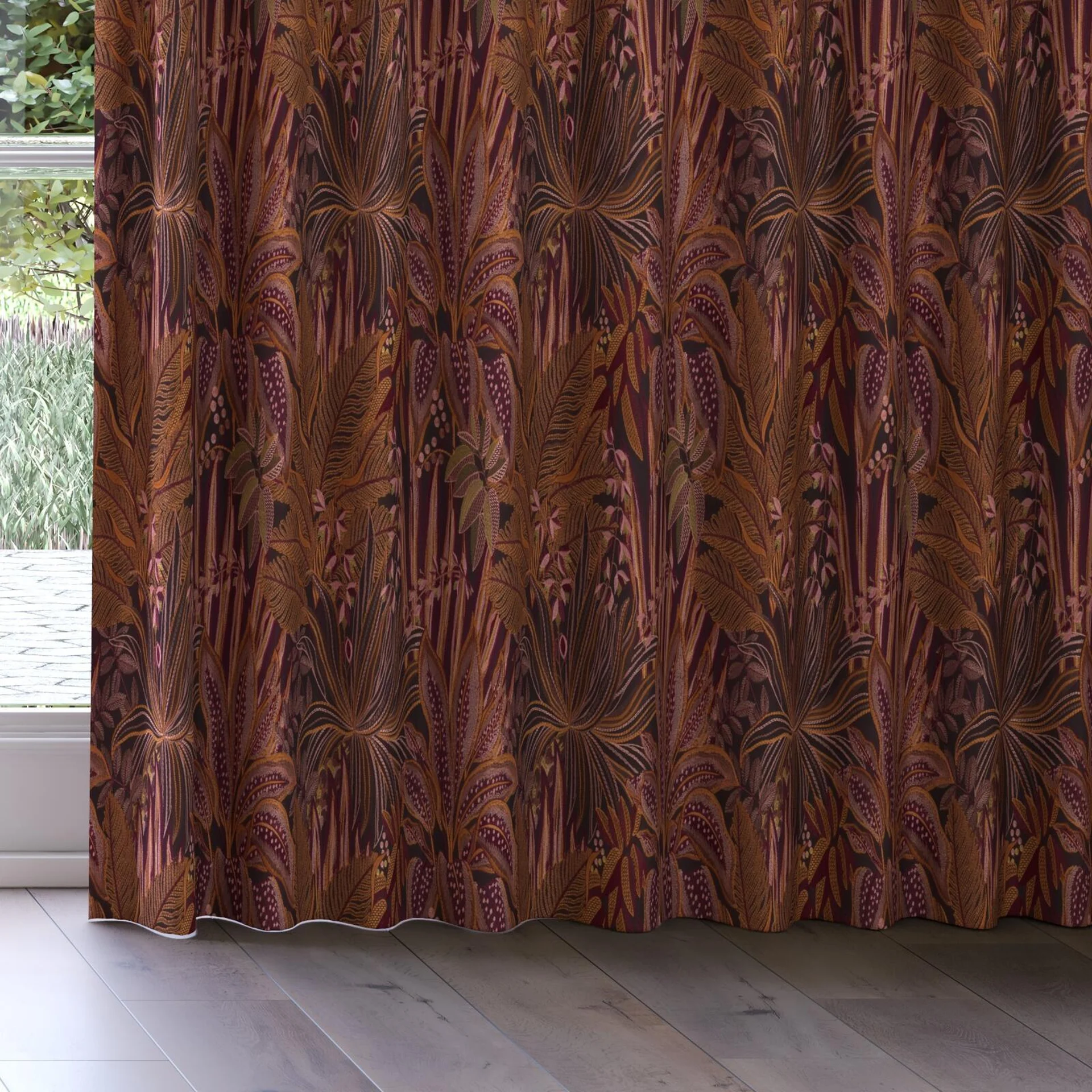 Bottom view of Jungle Room Muscat, on curtain rail