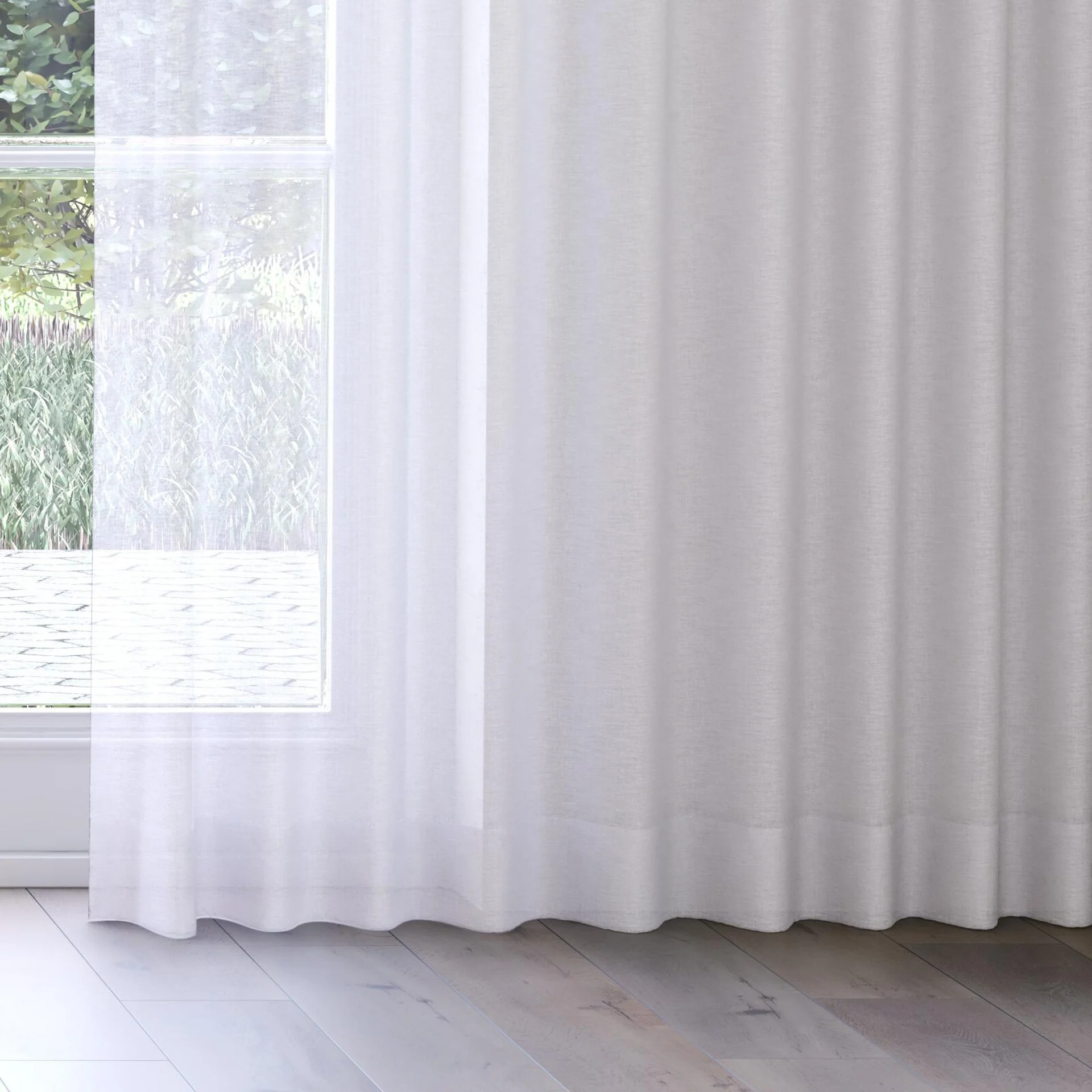 Bottom view of Cirrus Silver, on curtain rail